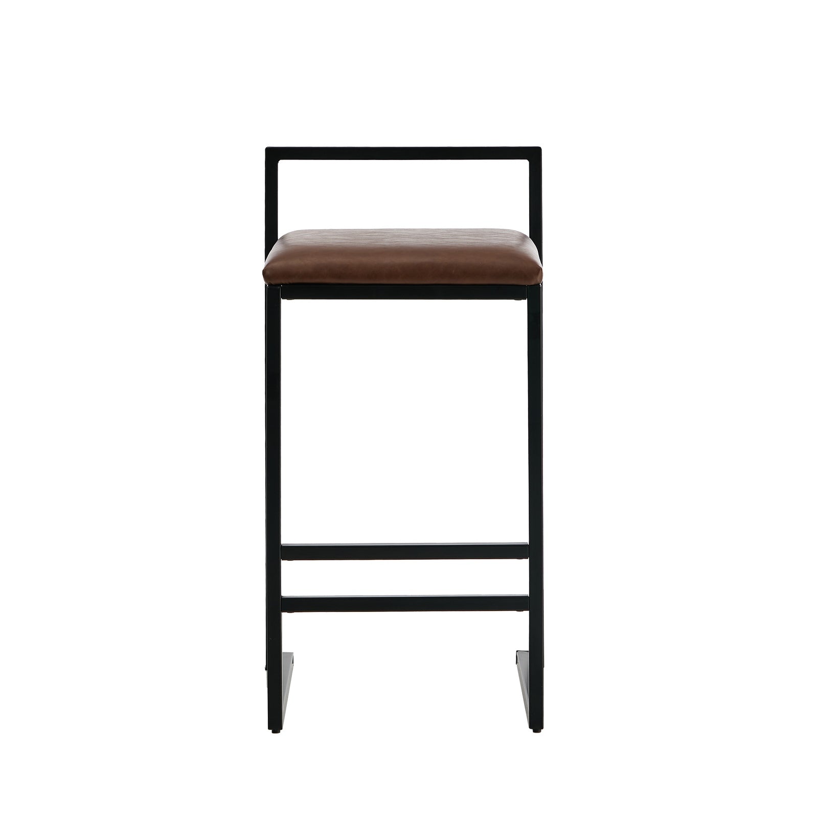 Oikiture 4x Bar Stools Kitchen Stool Metal Counter Chair Barstools Brown Leather - Sunyee