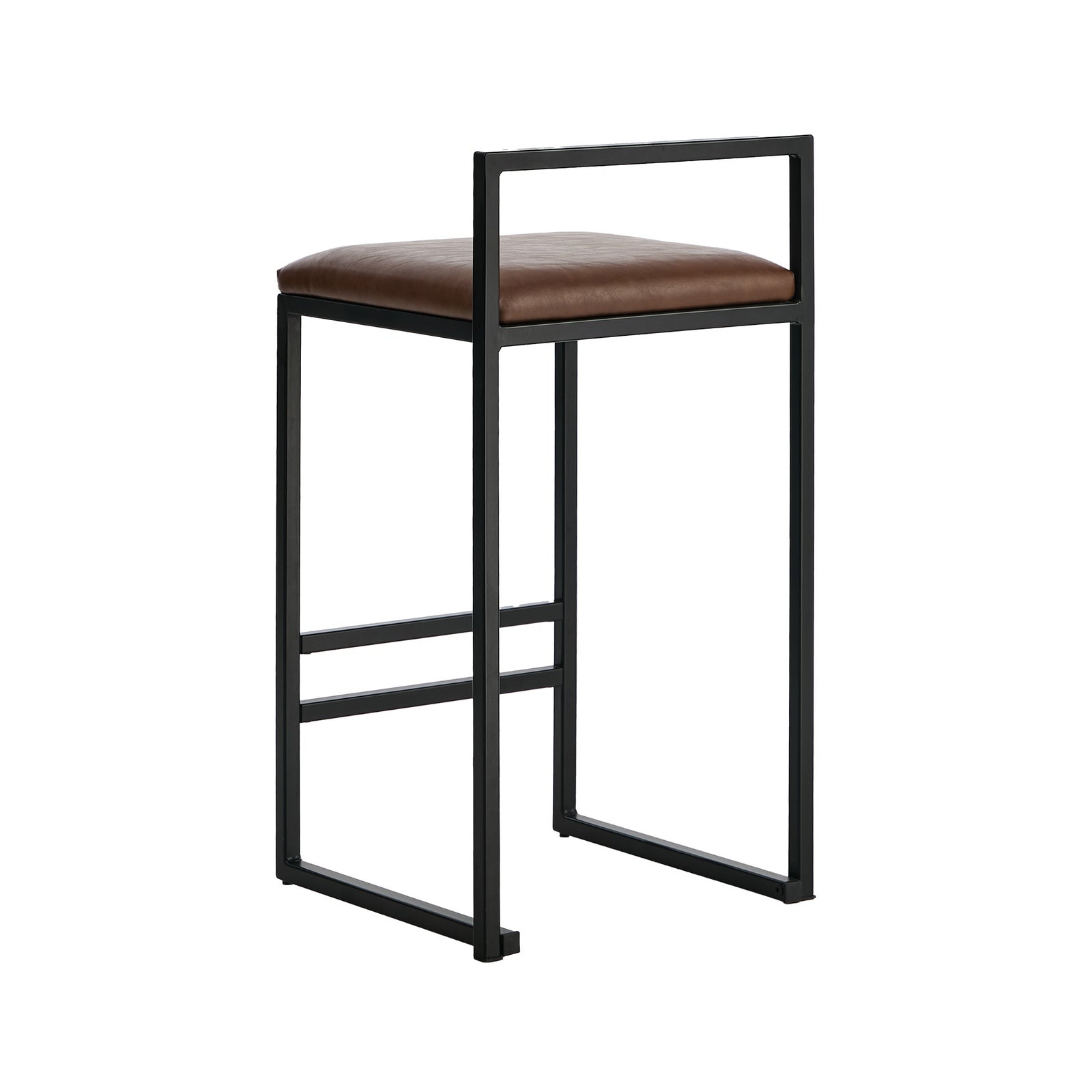 Oikiture 4x Bar Stools Kitchen Stool Metal Counter Chair Barstools Brown Leather - Sunyee
