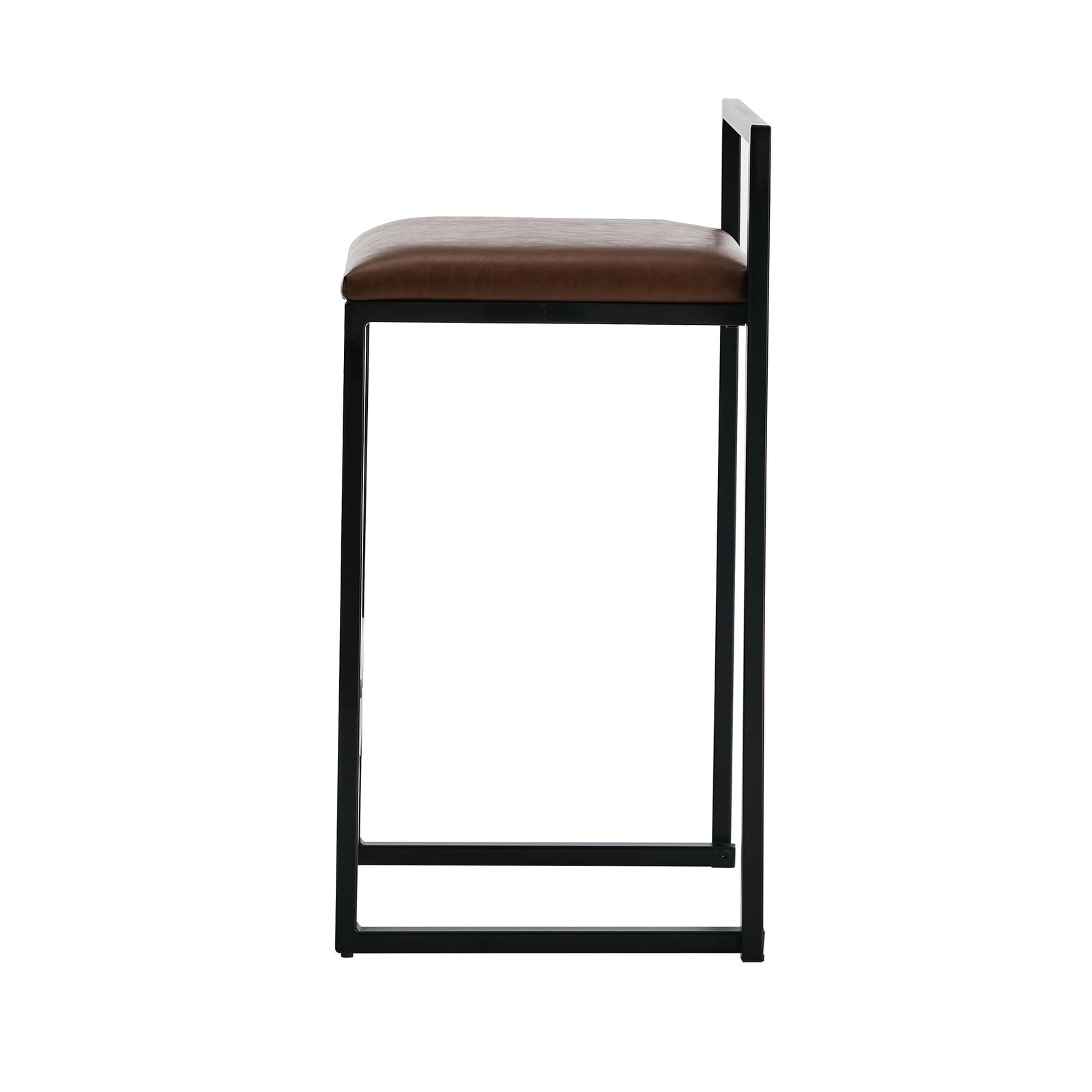 Oikiture 4x Bar Stools Kitchen Stool Metal Counter Chair Barstools Brown Leather - Sunyee