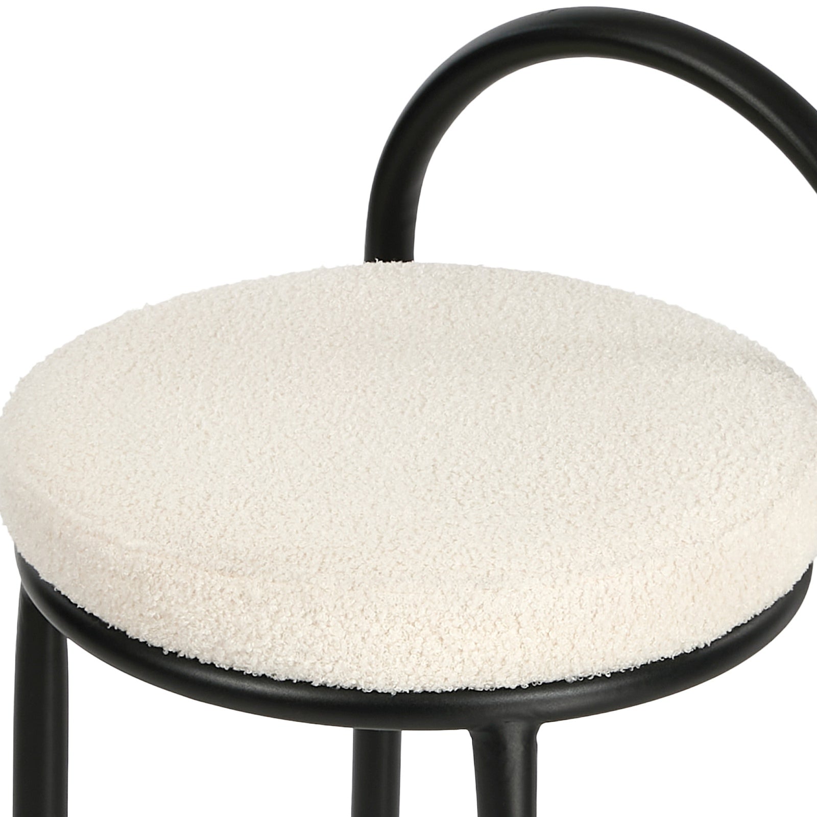 Oikiture 2x Bar Stools Dining Chairs Round Stool Low Back Counter Seat Boucle - Sunyee