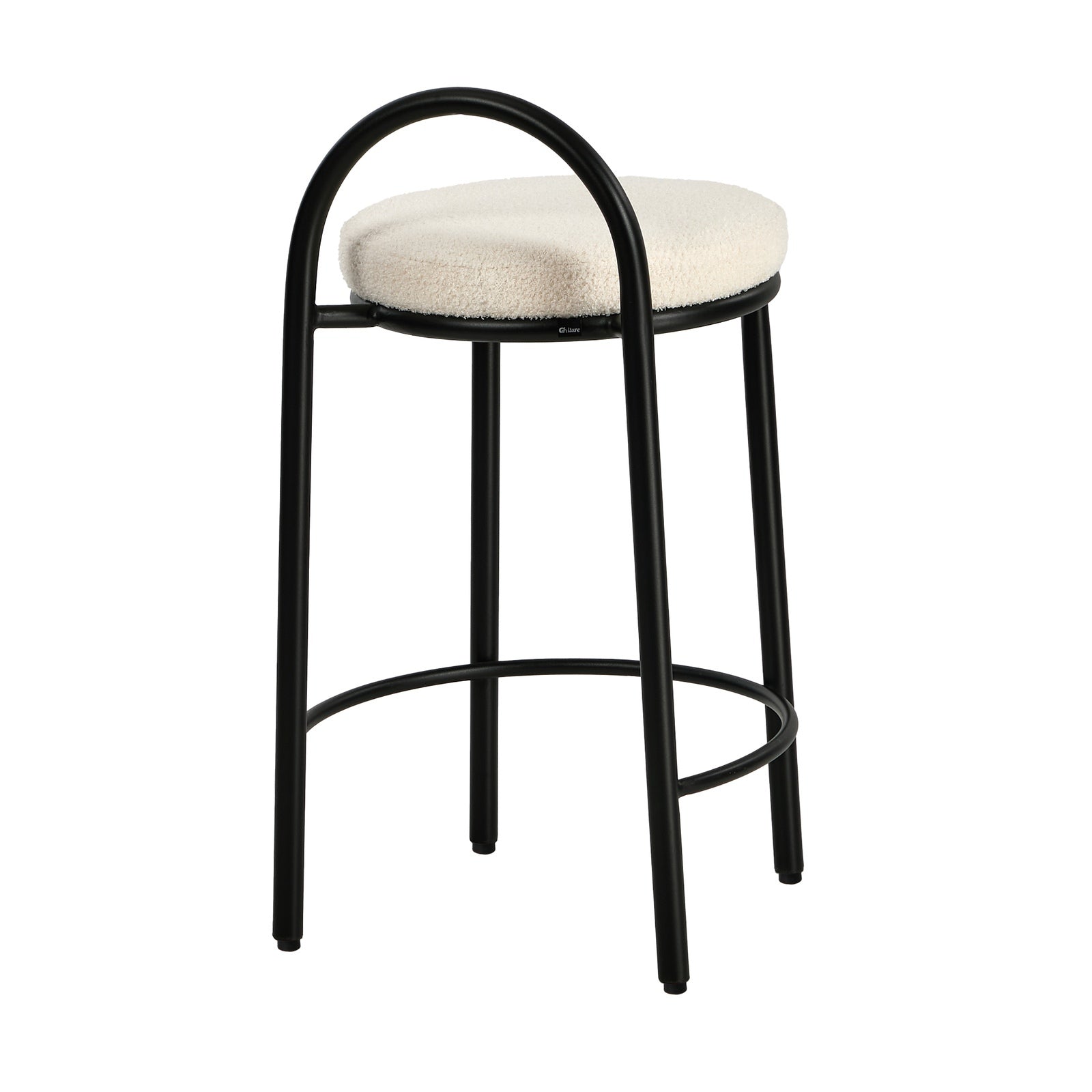 Oikiture 4x Bar Stools Dining Chairs Round Stool Low Back Counter Seat Boucle - Sunyee