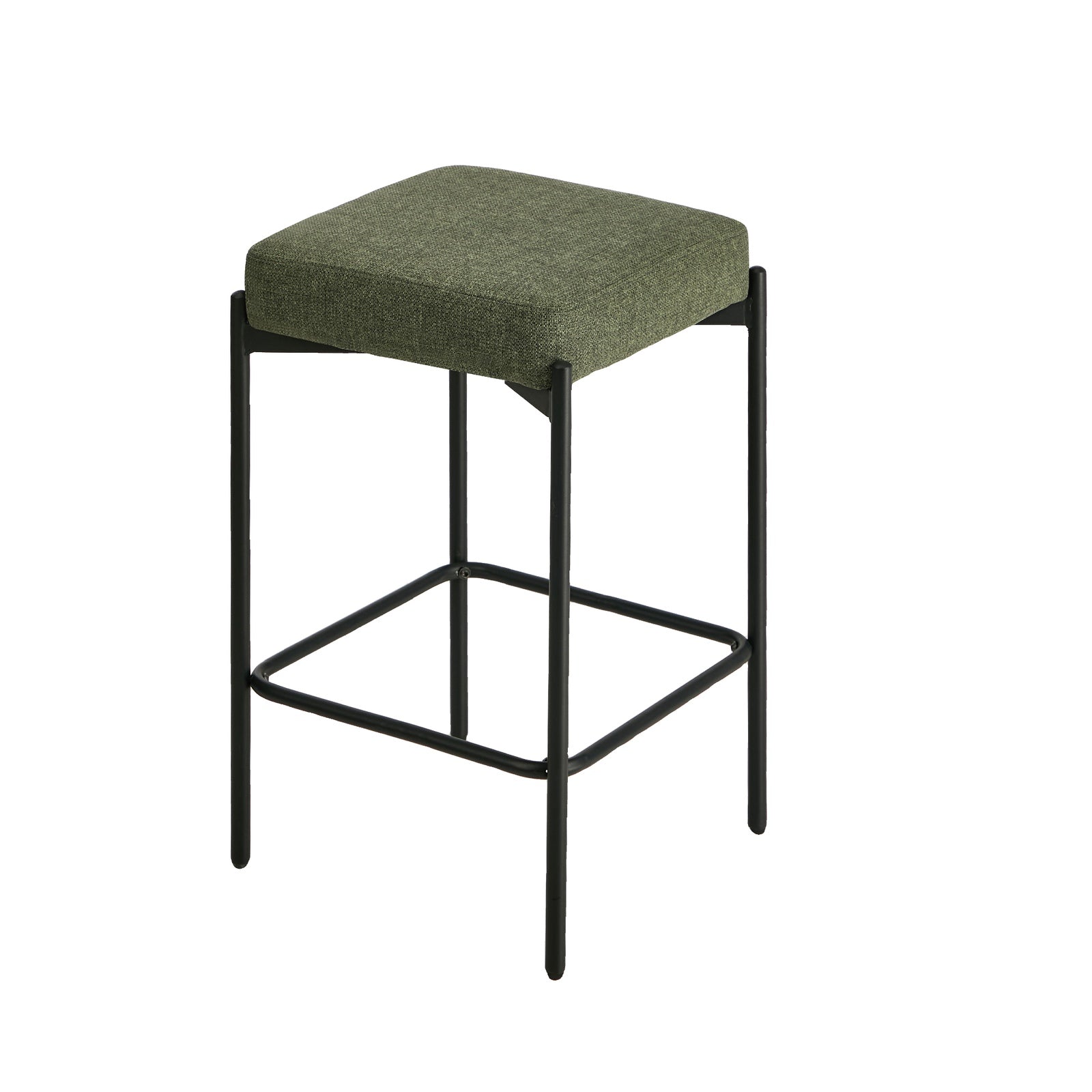 Oikiture 4x Bar Stools Kithen Counter Stool Dining Chair Linen Seat Metal Green - Sunyee
