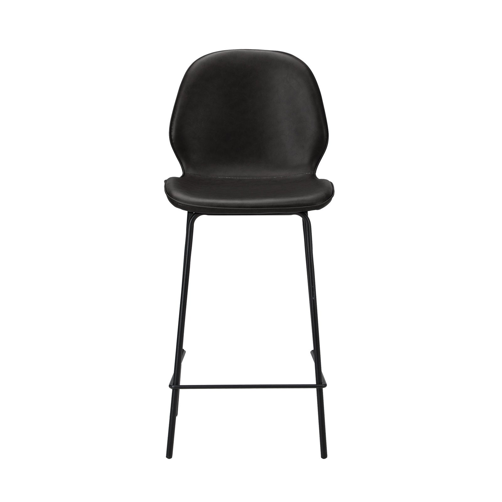 Oikiture Set of 4 Bar Stools Kitchen Dining Chairs Counter Stool Leather Black - Sunyee