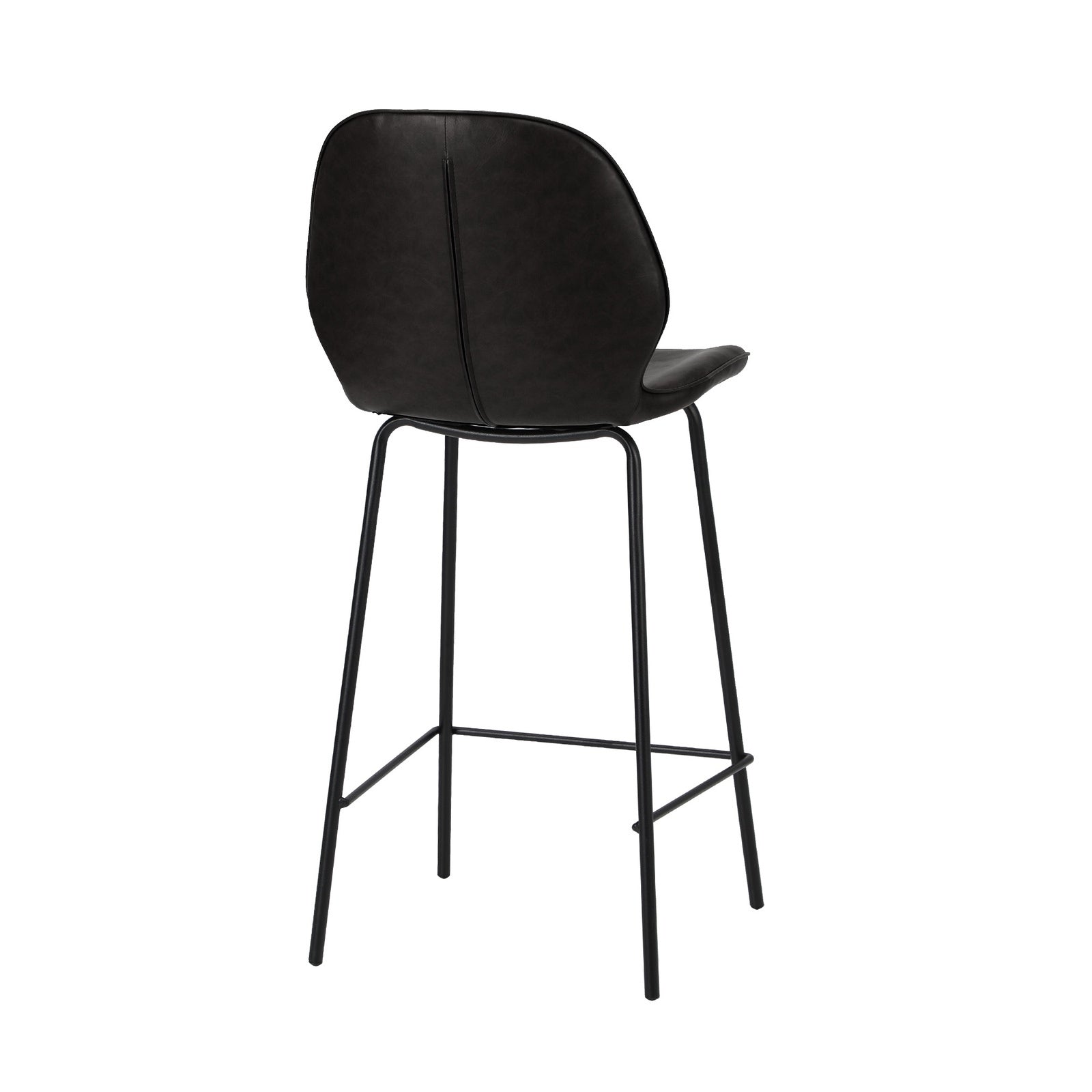 Oikiture Set of 4 Bar Stools Kitchen Dining Chairs Counter Stool Leather Black - Sunyee