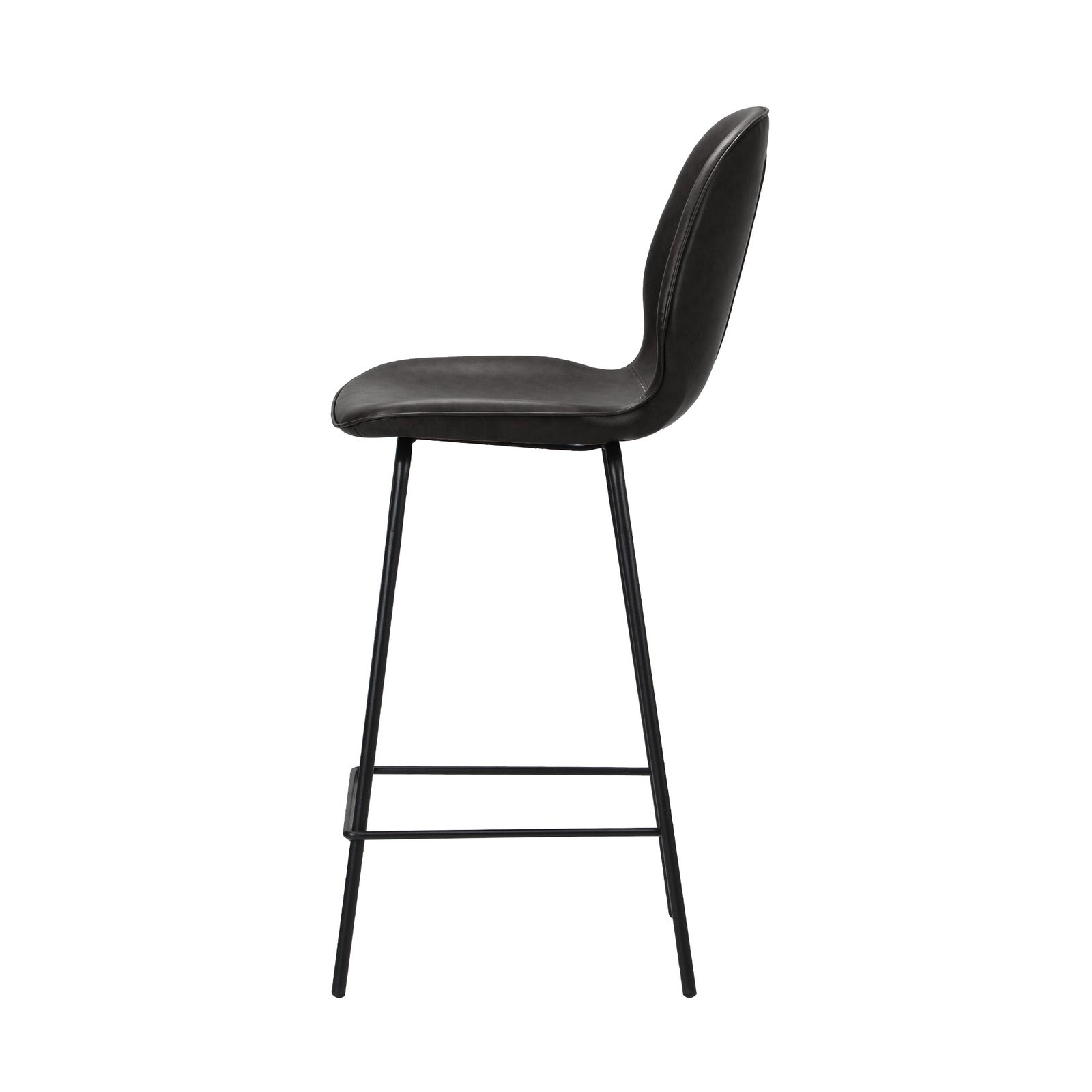 Oikiture Set of 4 Bar Stools Kitchen Dining Chairs Counter Stool Leather Black - Sunyee
