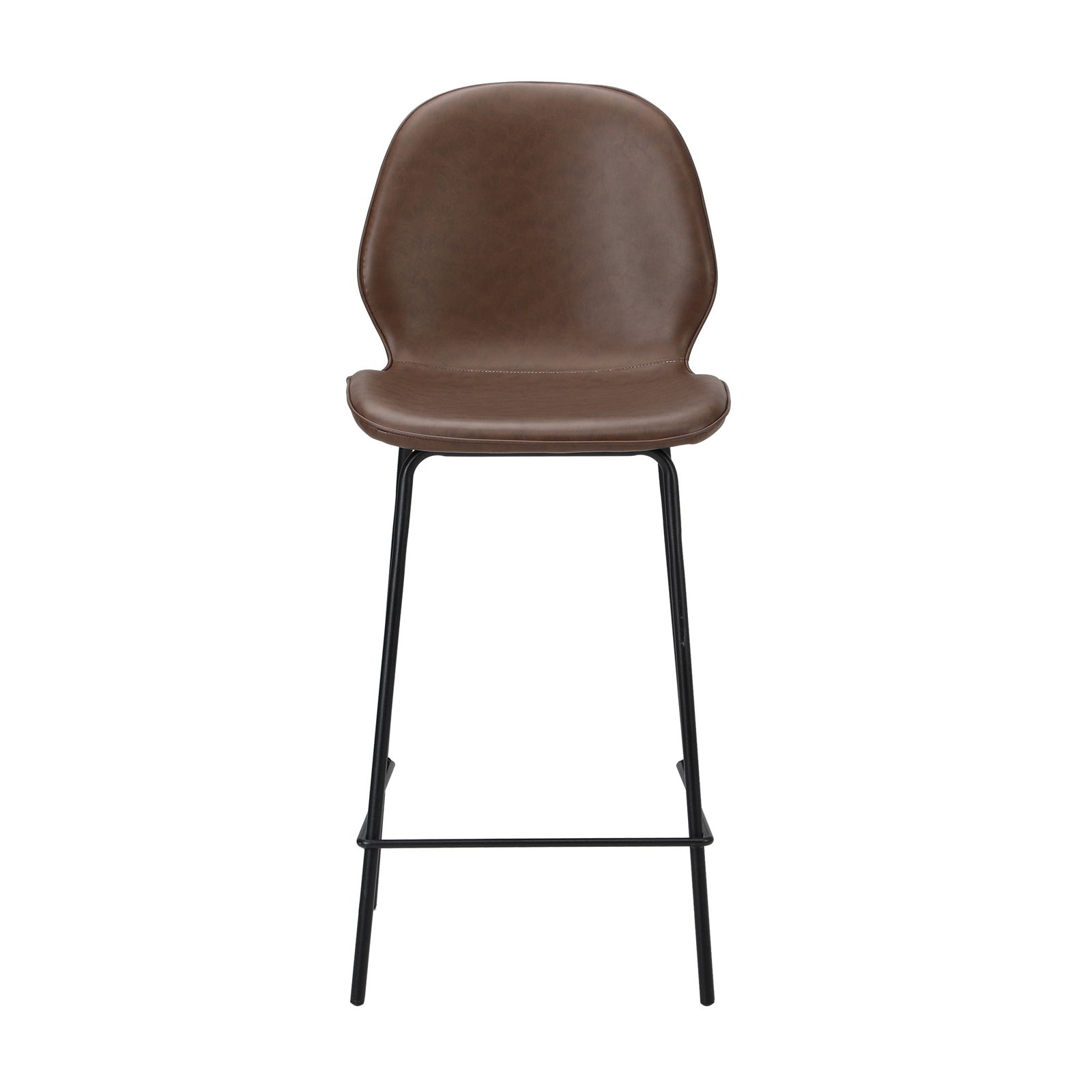 Oikiture 2x Bar Stools Kitchen Dining Chairs Counter Stool Leather Brown