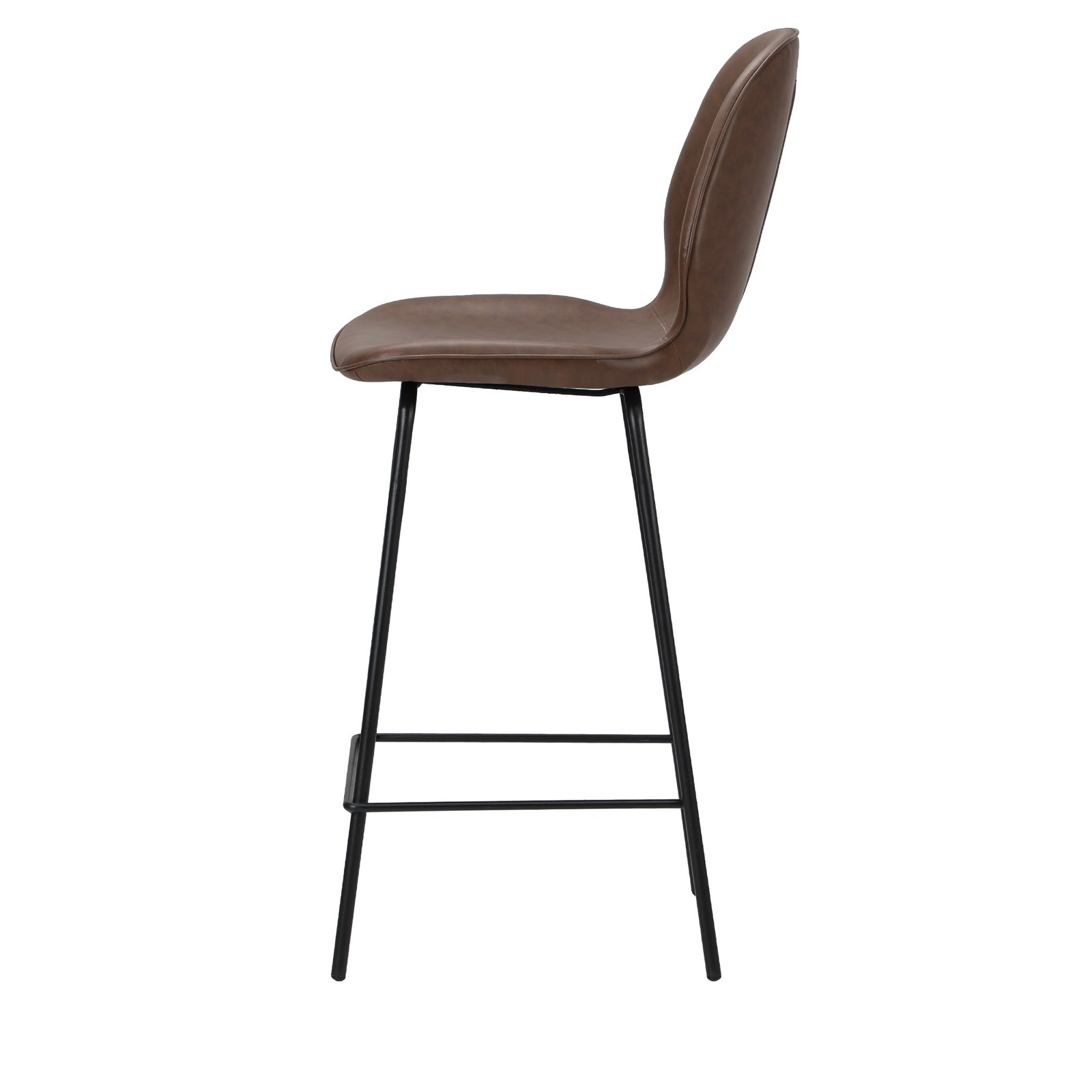 Oikiture 2x Bar Stools Kitchen Dining Chairs Counter Stool Leather Brown