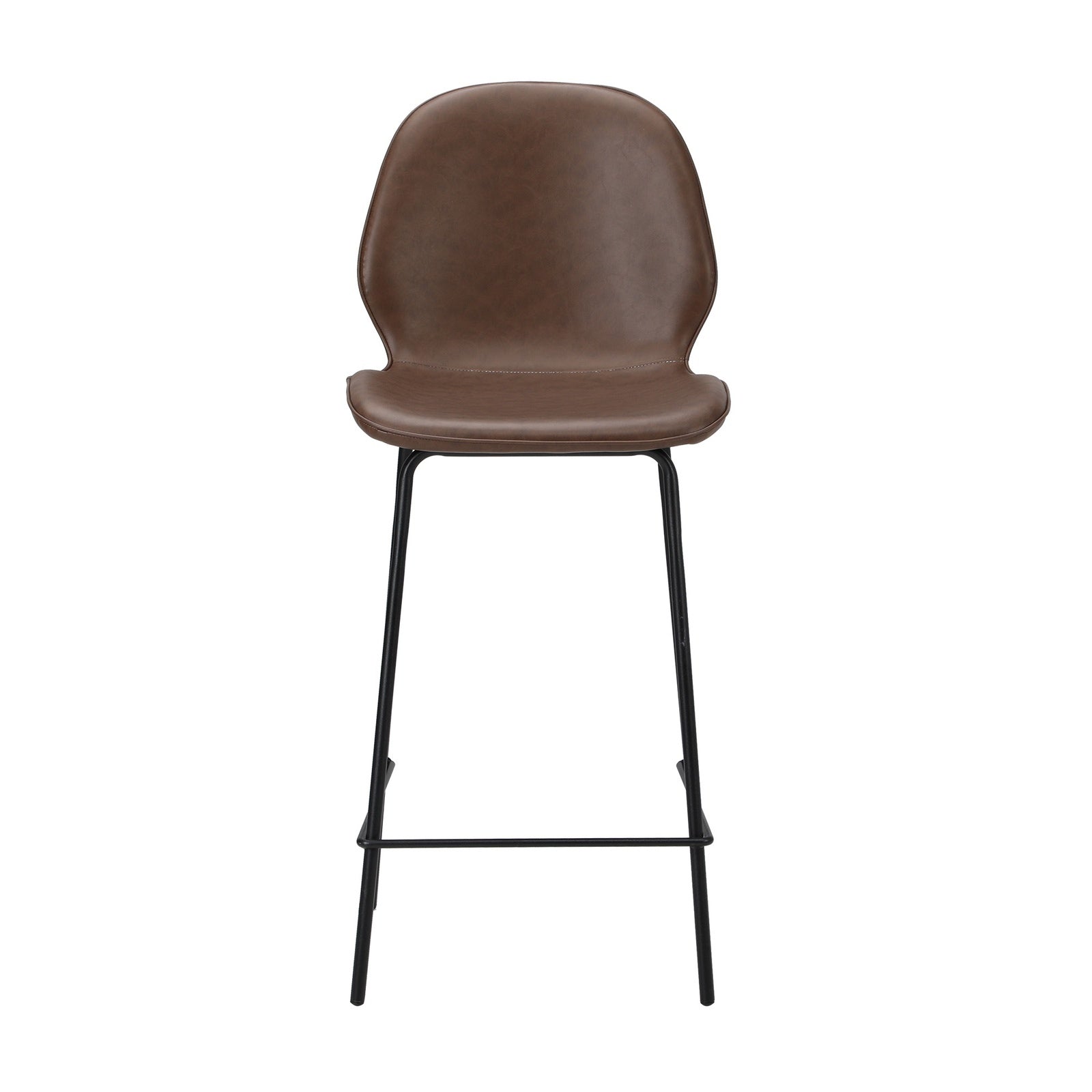 Oikiture Set of 4 Bar Stools Kitchen Dining Chairs Counter Stool Leather Brown - Sunyee