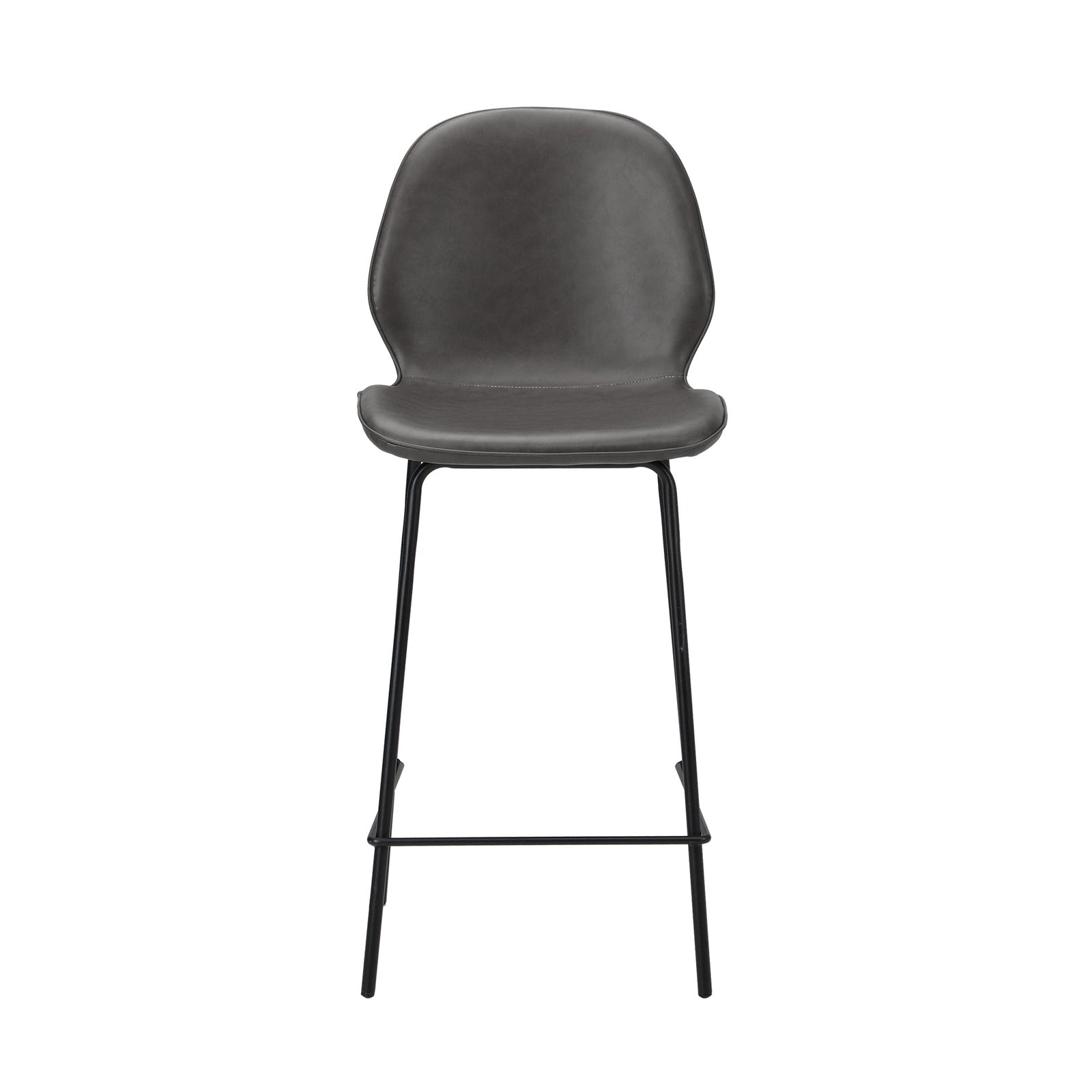 Oikiture 2x Bar Stools Kitchen Dining Chairs Counter Stool Leather Grey - Sunyee