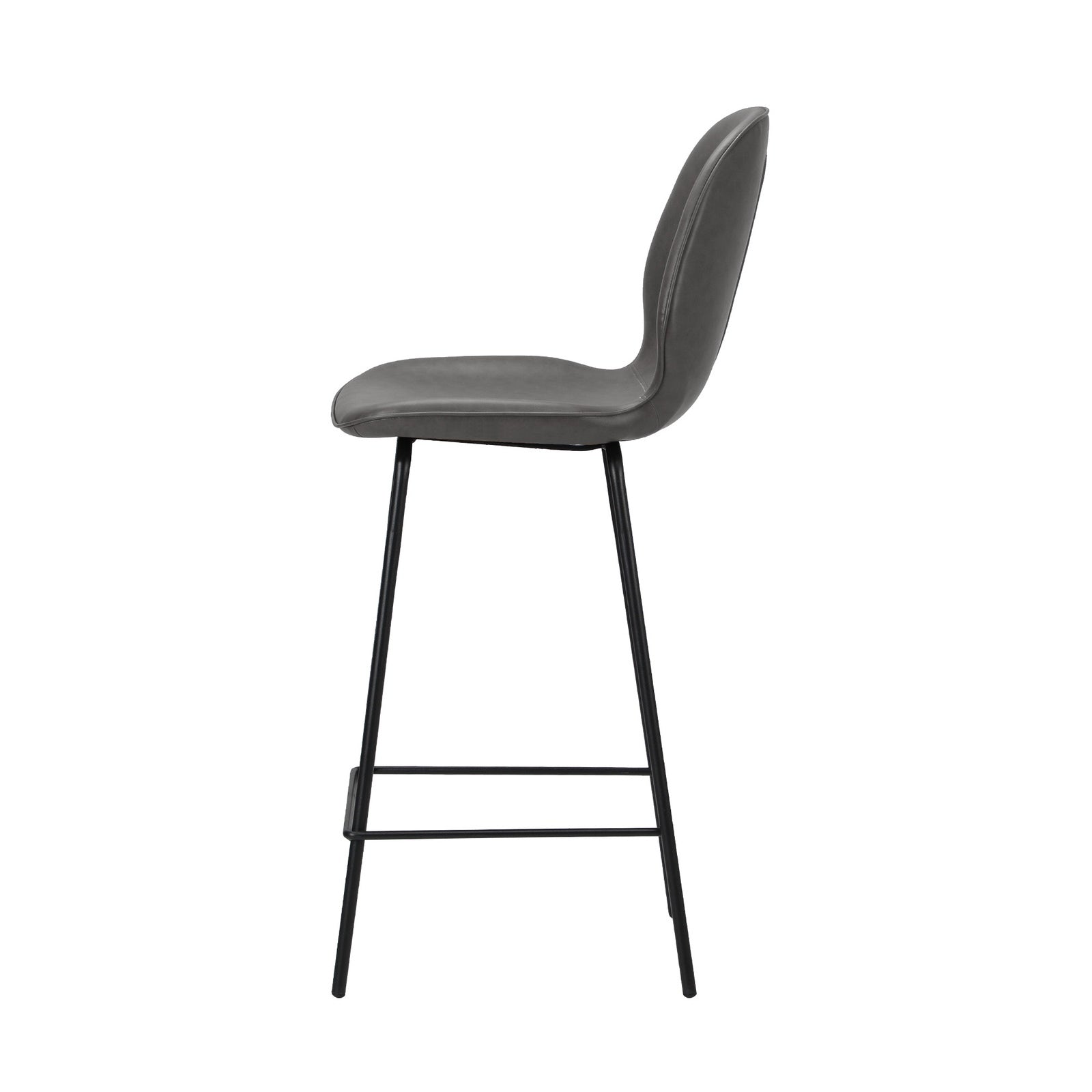 Oikiture Set of 4 Bar Stools Kitchen Dining Chairs Counter Stool Leather Grey - Sunyee