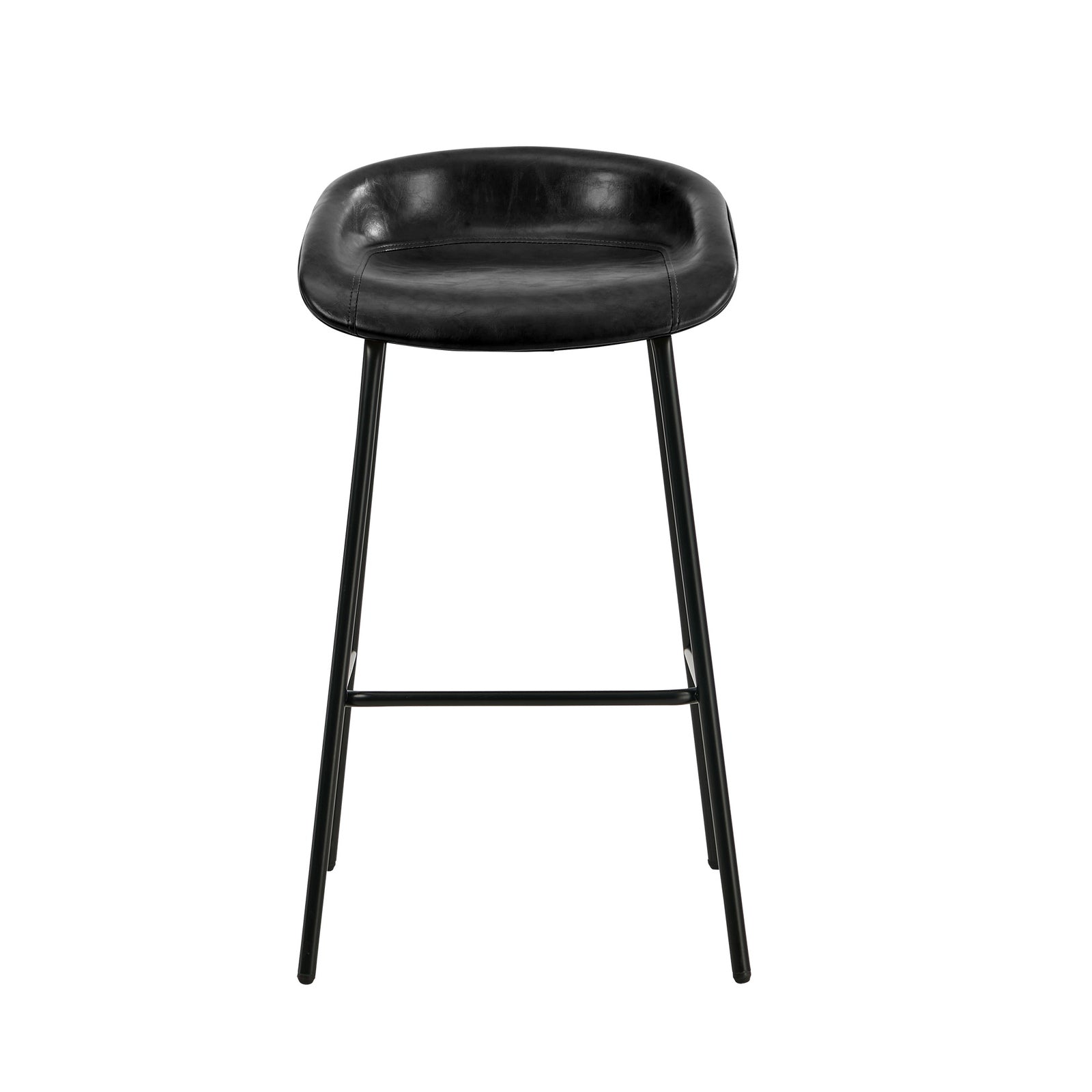 Oikiture 2X Bar Stools Kitchen Dining Chair Metal Counter Stool PU Leather Black - Sunyee