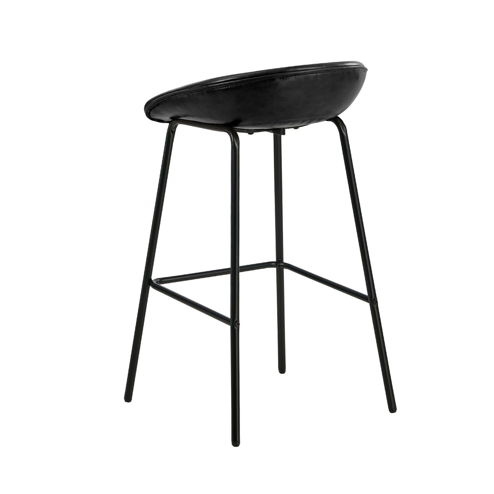 Oikiture 2X Bar Stools Kitchen Dining Chair Metal Counter Stool PU Leather Black - Sunyee