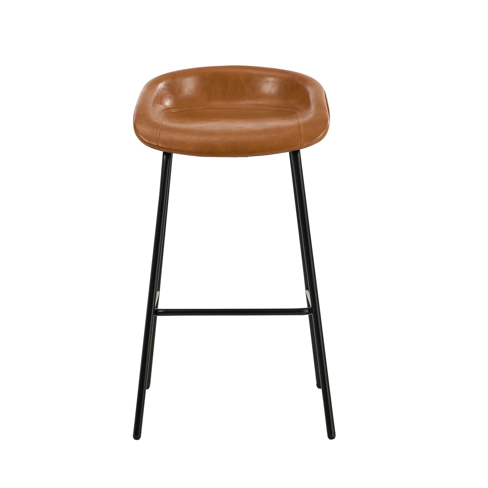 Oikiture 2X Bar Stools Kitchen Dining Chair Metal Counter Stool PU Leather Brown - Sunyee