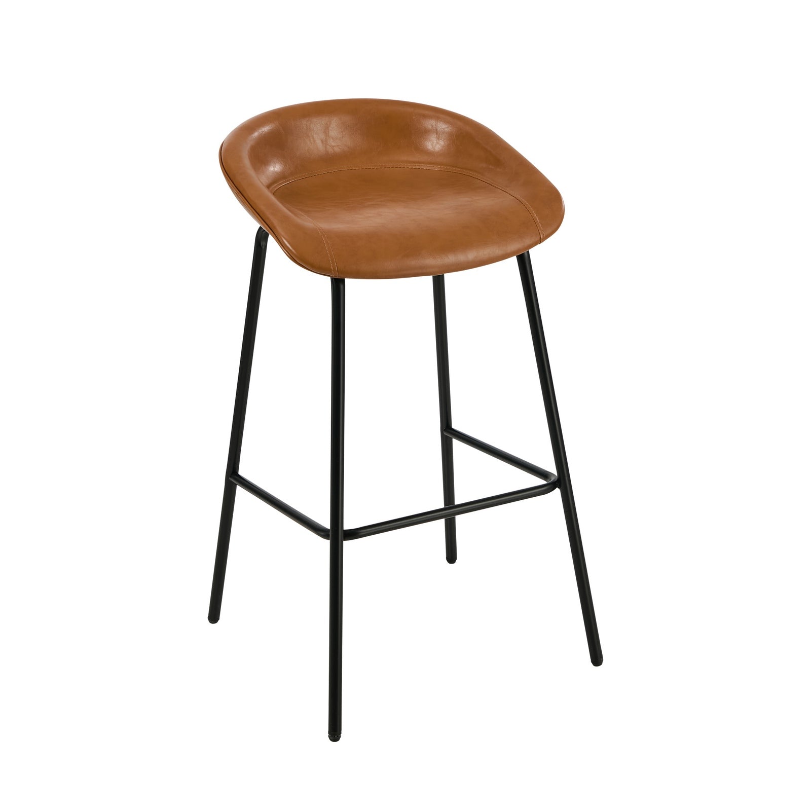 Oikiture 2X Bar Stools Kitchen Dining Chair Metal Counter Stool PU Leather Brown - Sunyee