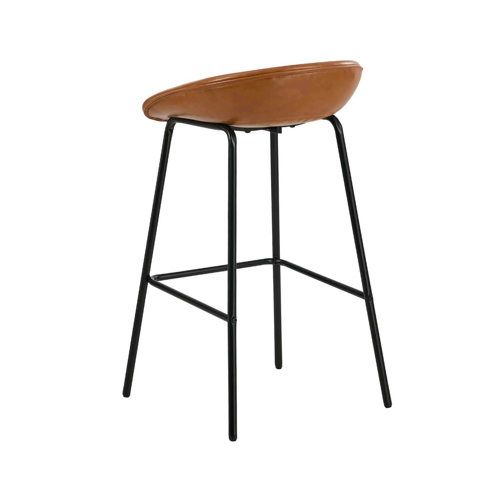 Oikiture 2X Bar Stools Kitchen Dining Chair Metal Counter Stool PU Leather Brown - Sunyee