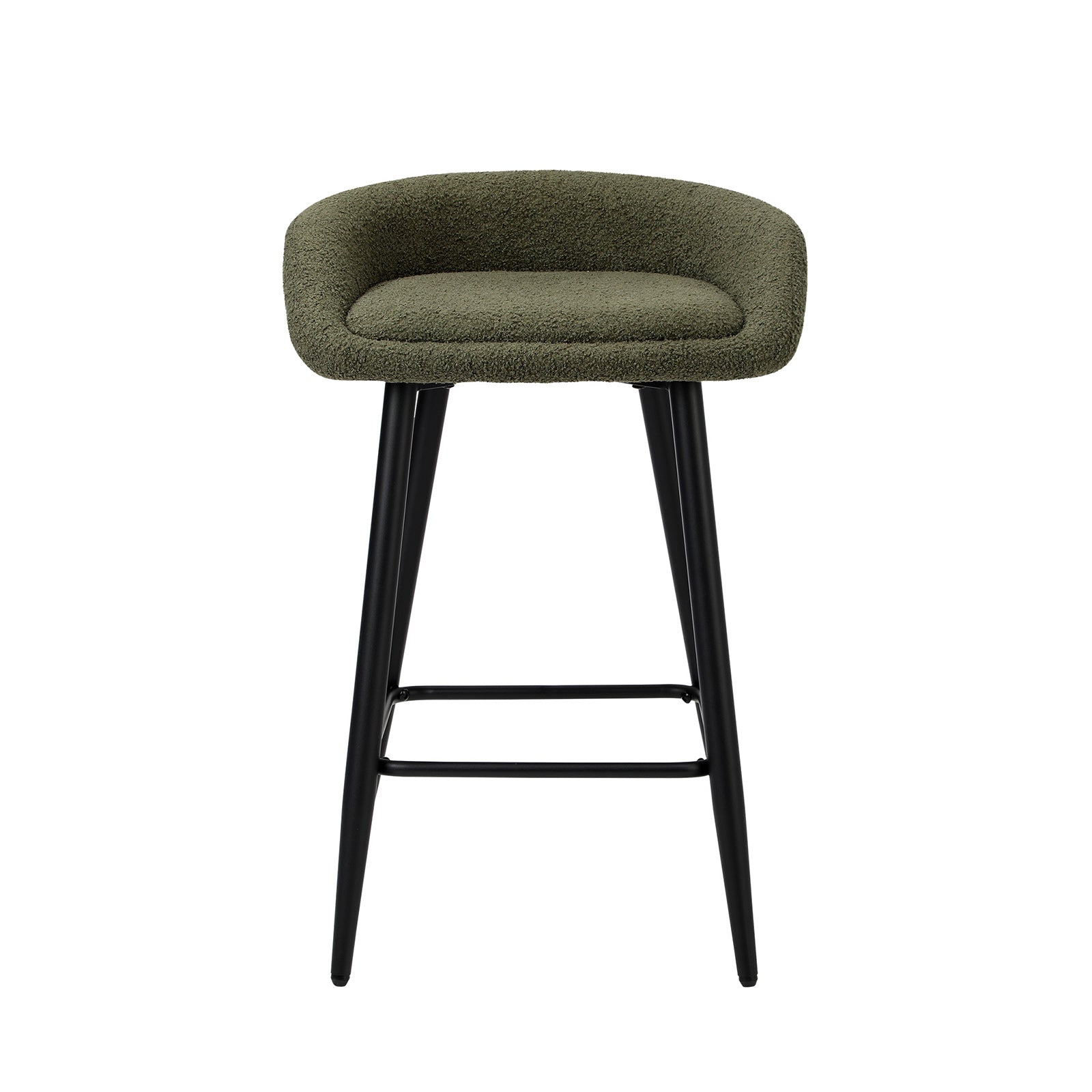Oikiture Bar Stools Set of 2 Kitchen Dining Chairs Counter Stools Green Boucle - Sunyee