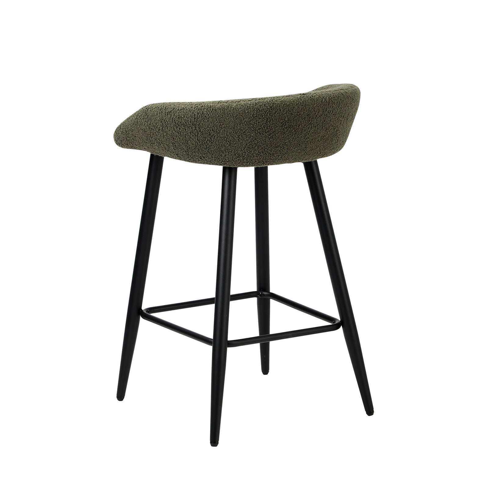 Oikiture Bar Stools Set of 2 Kitchen Dining Chairs Counter Stools Green Boucle - Sunyee