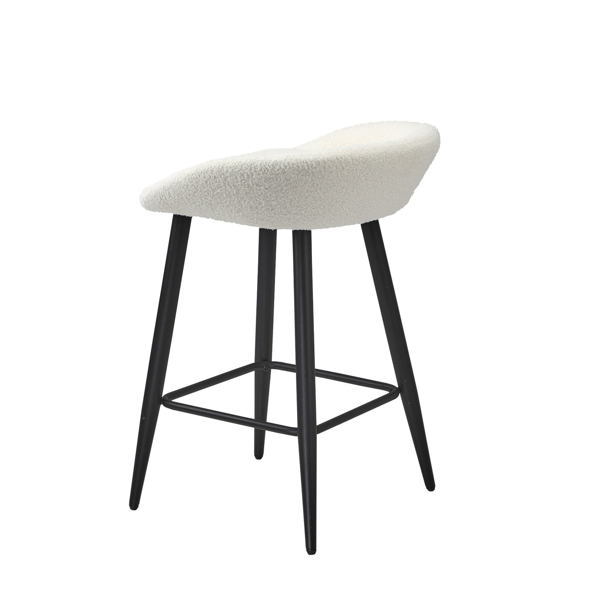 Oikiture Bar Stools Set of 2 Kitchen Dining Chairs Counter Stool White Boucle - Sunyee