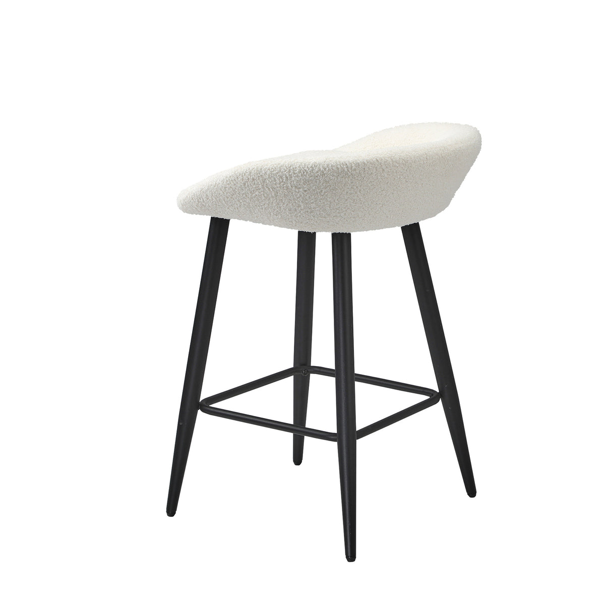 Oikiture Bar Stools Set of 4 Kitchen Dining Chairs Counter Stool White Boucle - Sunyee