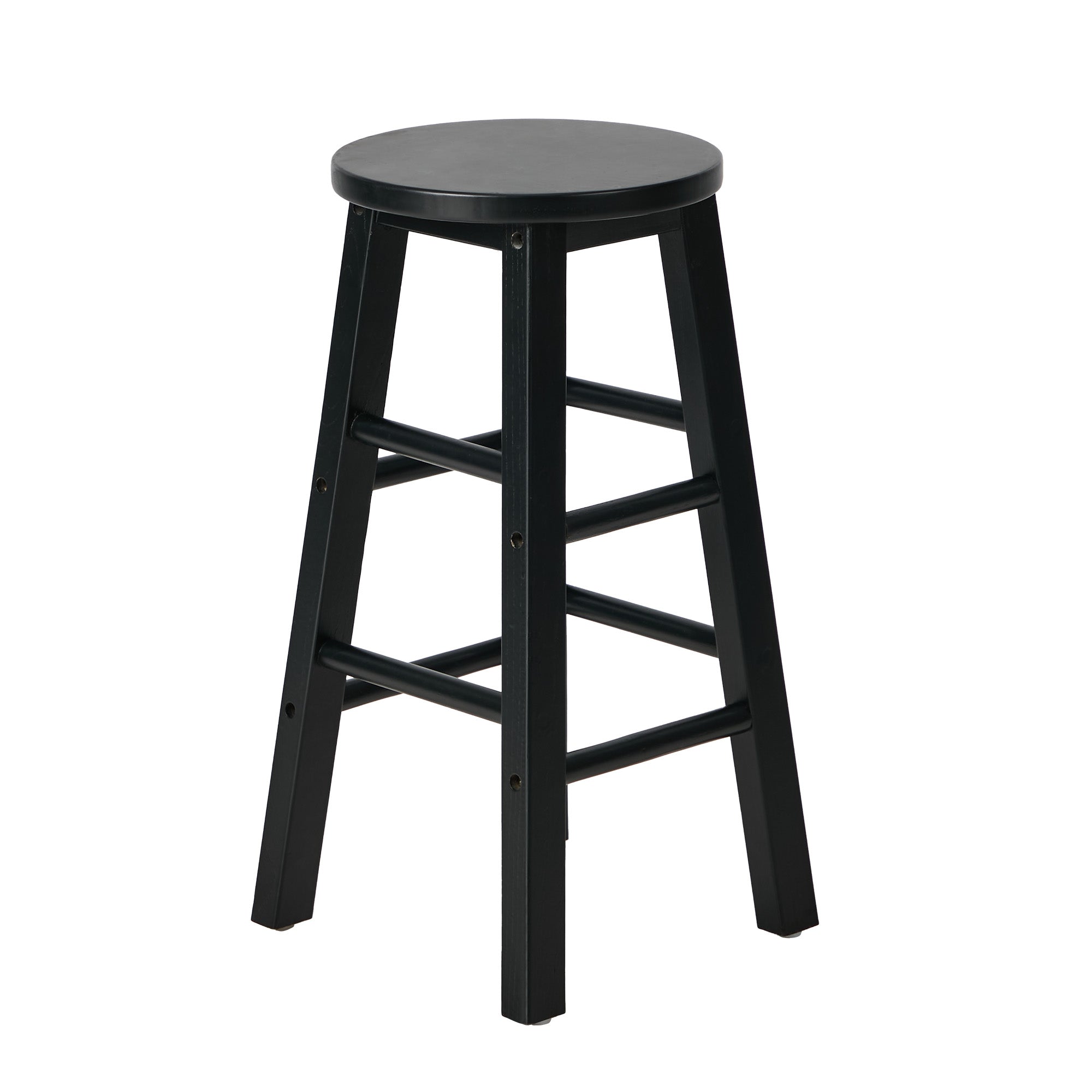 Oikiture 4x Bar Stool Kitchen Counter Round Chair Split-Level Footrest Black