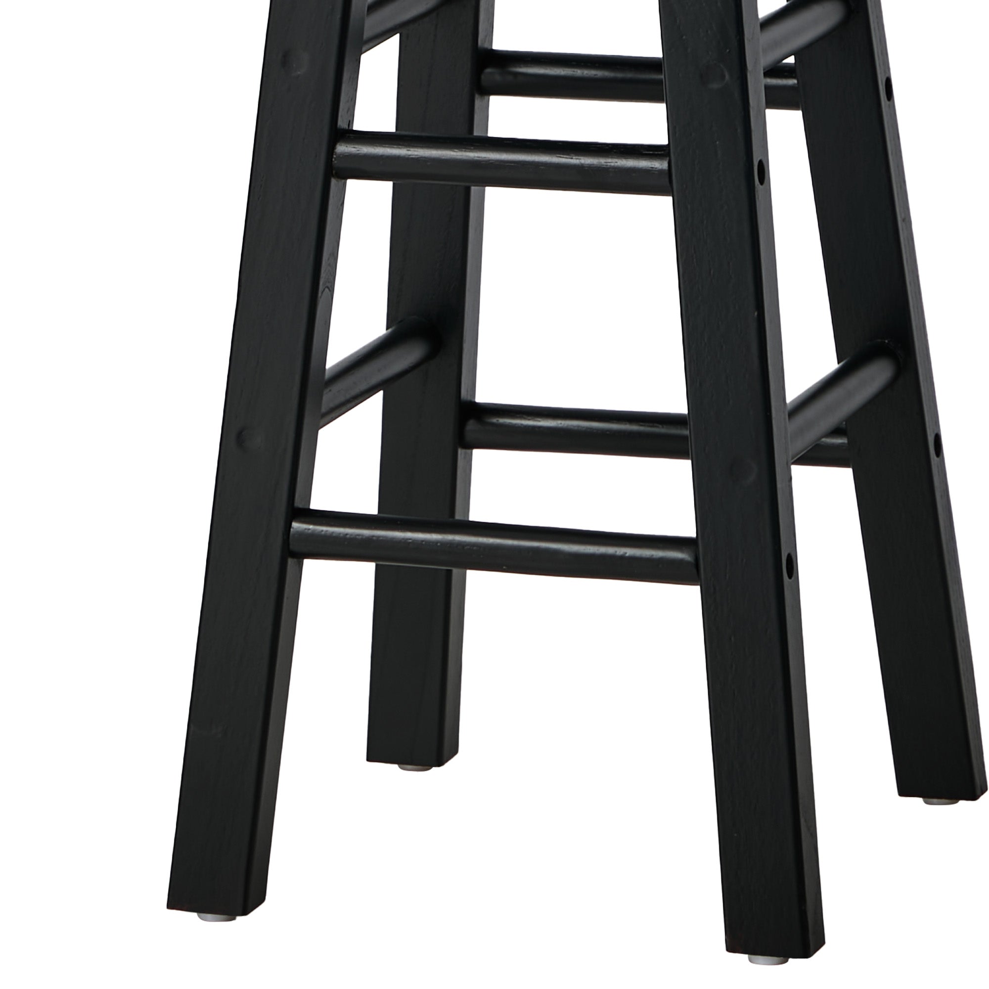 Oikiture 4x Bar Stool Kitchen Counter Round Chair Split-Level Footrest Black