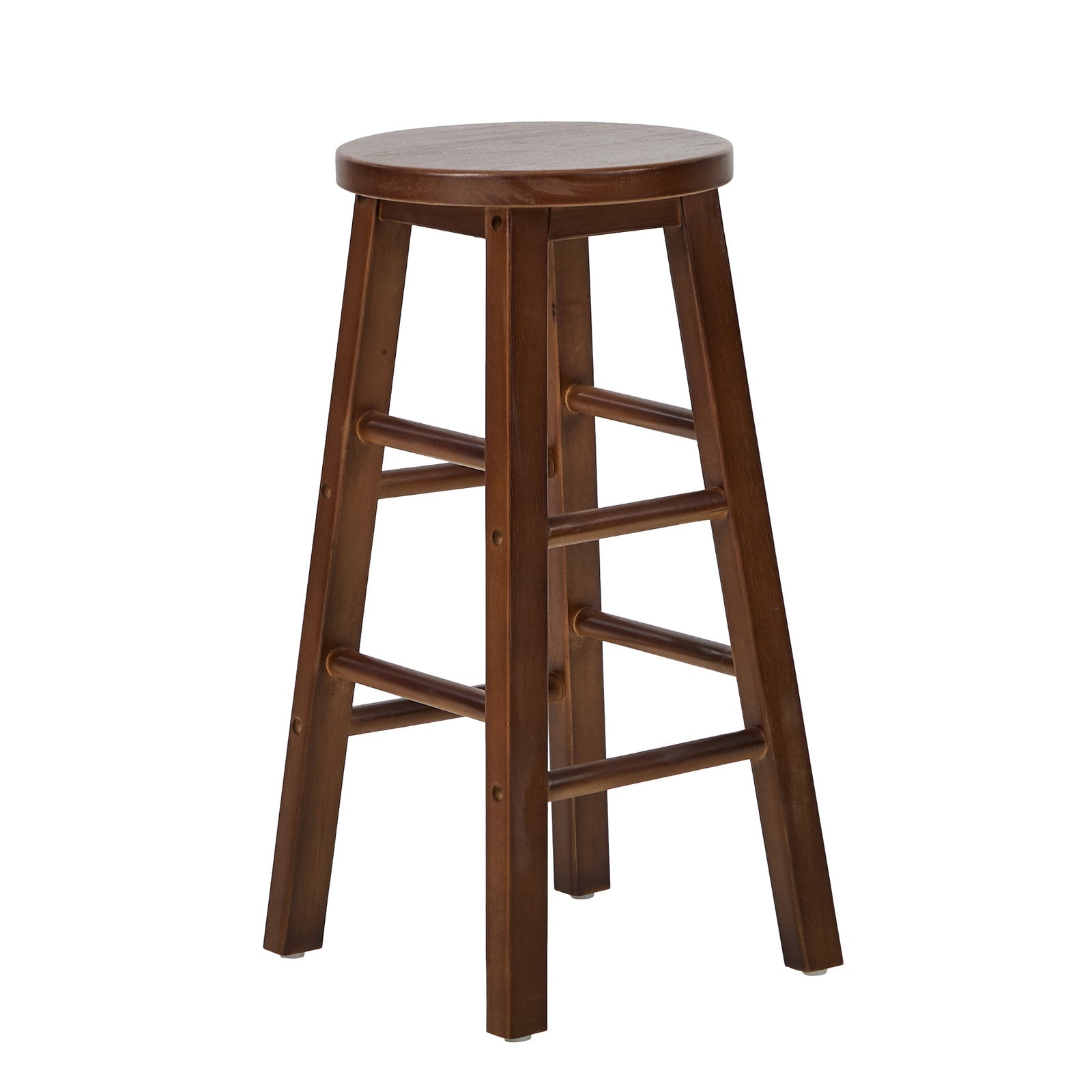 Oikiture 2x Bar Stool Kitchen Counter Round Chair Split-Level Footrest Walnut