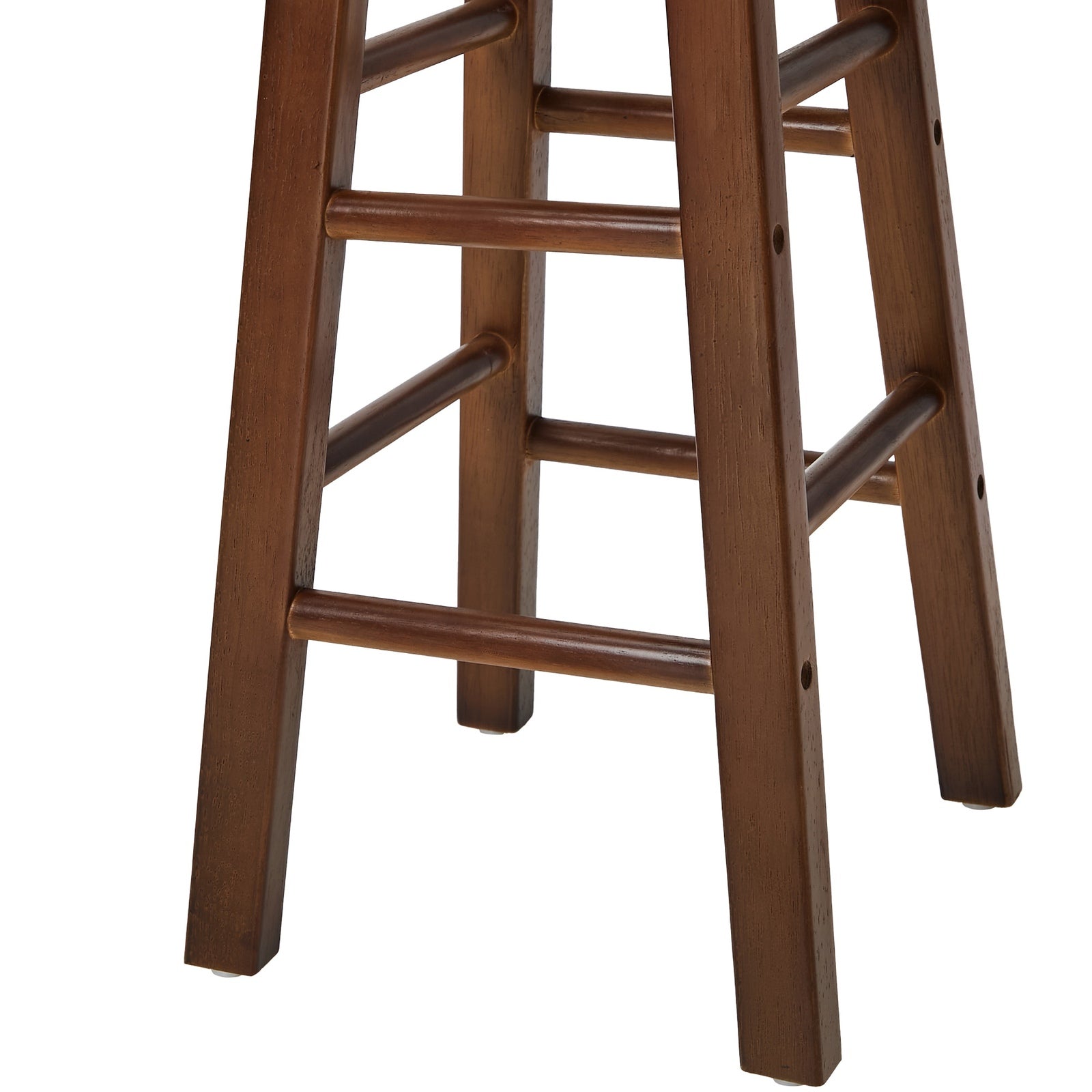 Oikiture 2x Bar Stool Kitchen Counter Round Chair Split-Level Footrest Walnut