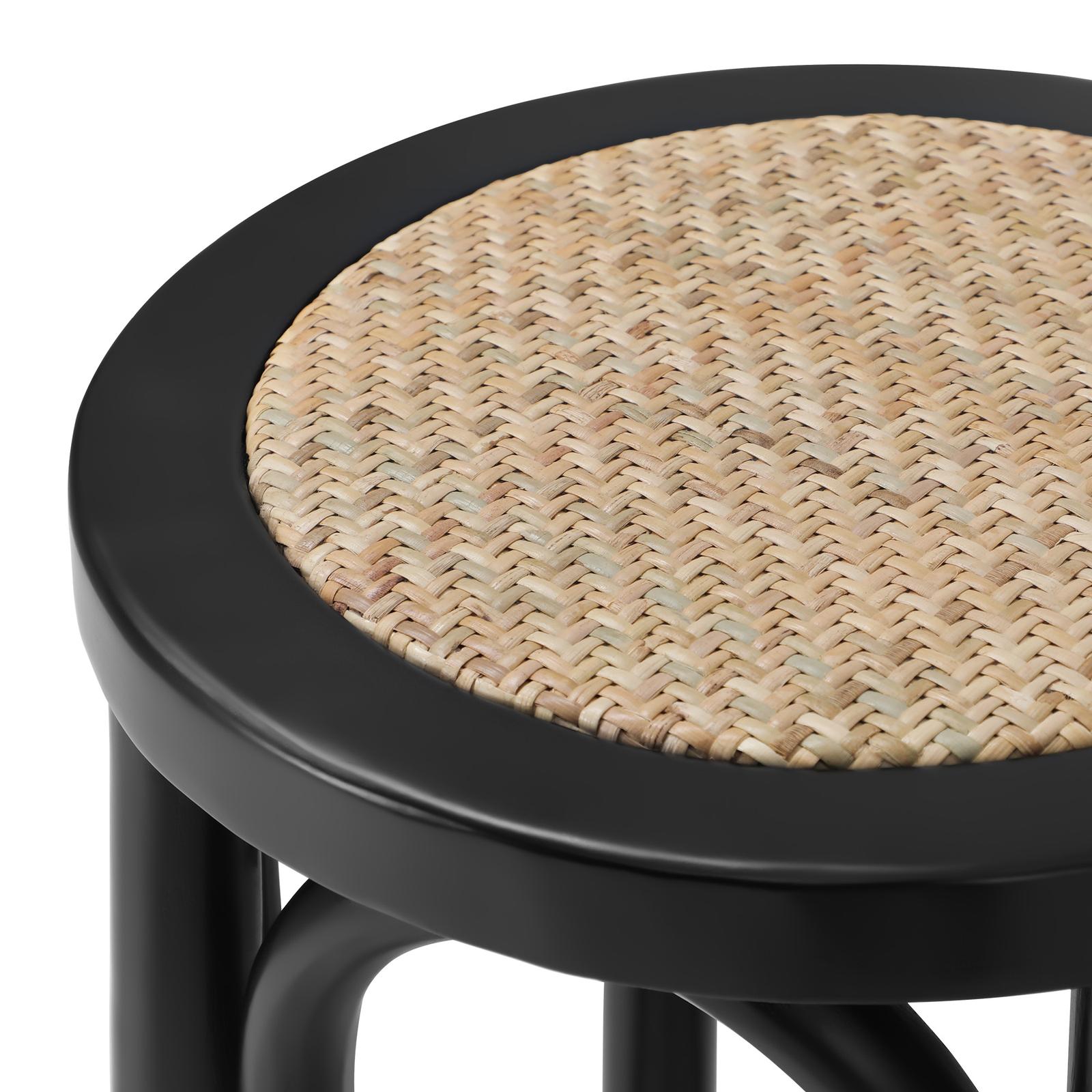 Oikiture 2x Bar Stools Kitchen Vintage Dining Chair Rattan Seat Black - Sunyee