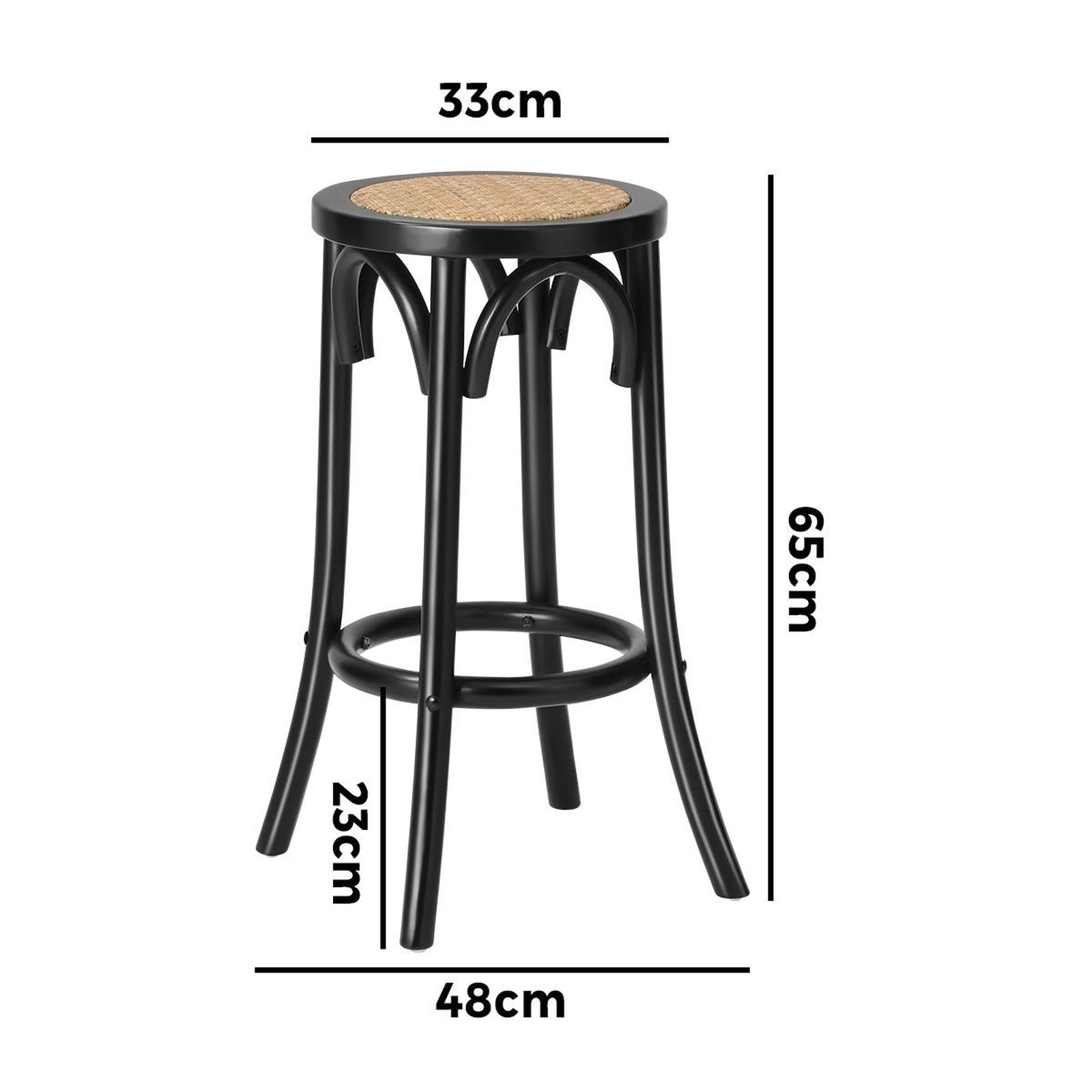 Oikiture 2/4x Bar Stools Kitchen Vintage Dining Chair Rattan Seat - Sunyee