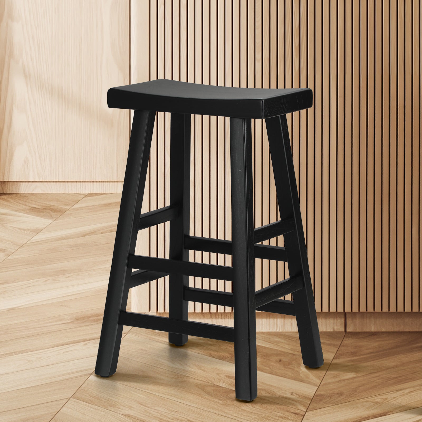 Oikiture Bar Stools Kitchen Stool Wooden Counter Chairs Barstools Black - Sunyee