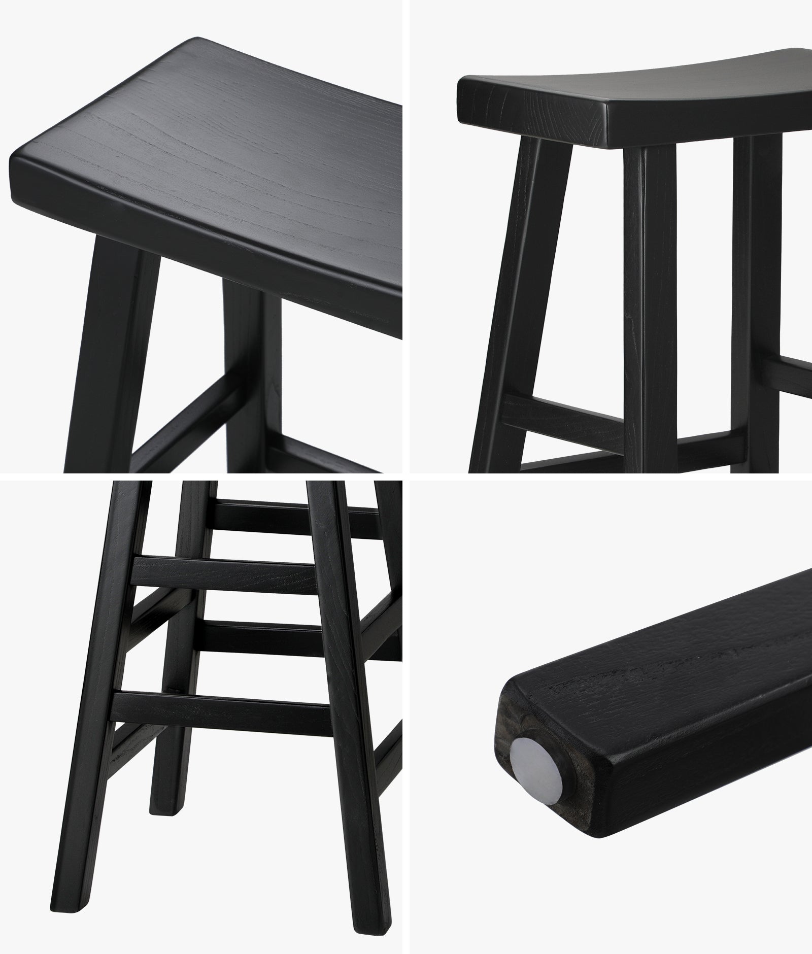 Oikiture Bar Stools Kitchen Stool Wooden Counter Chairs Barstools Black - Sunyee