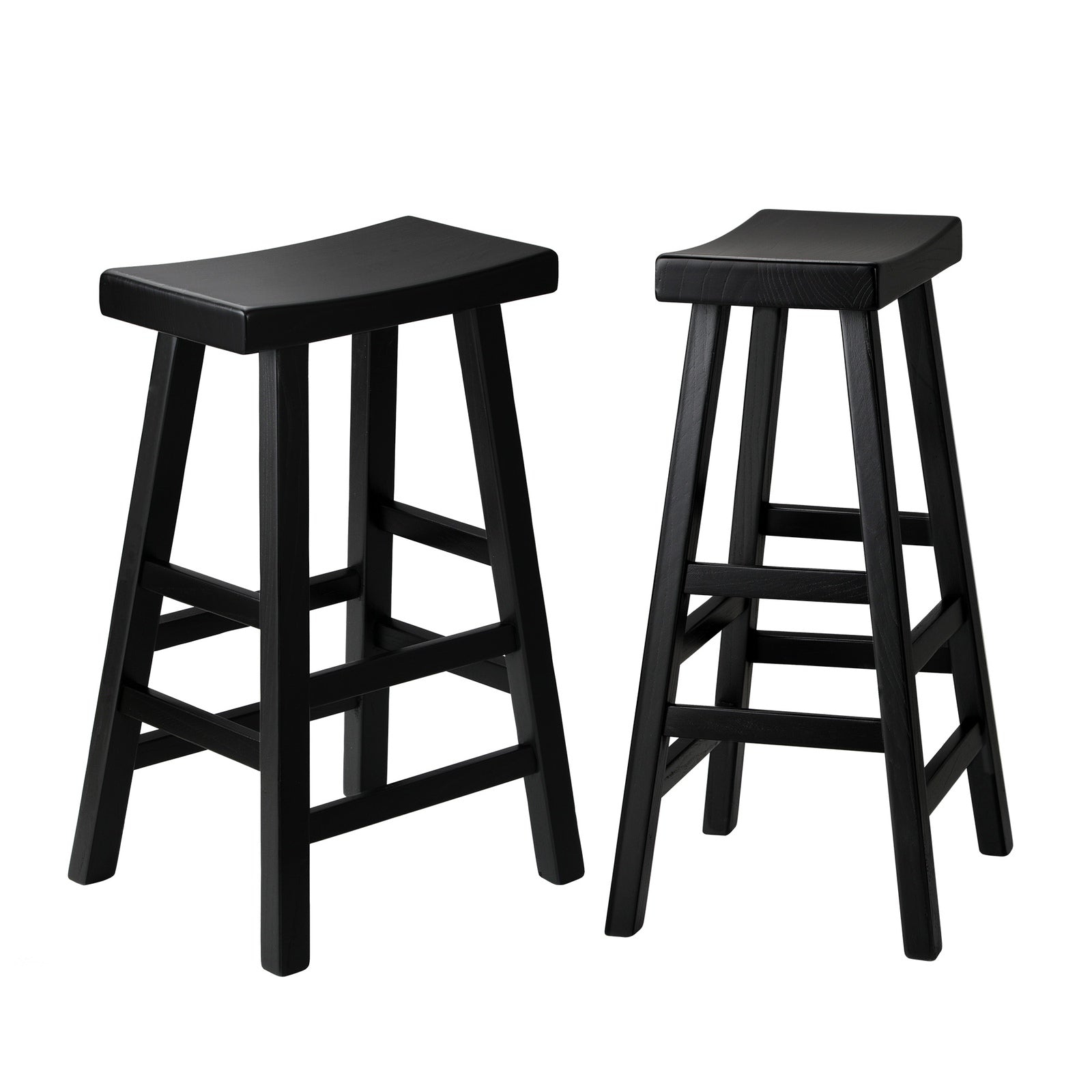 Oikiture 2X Bar Stools Kitchen Stool Wooden Counter Chairs Barstools Black - Sunyee