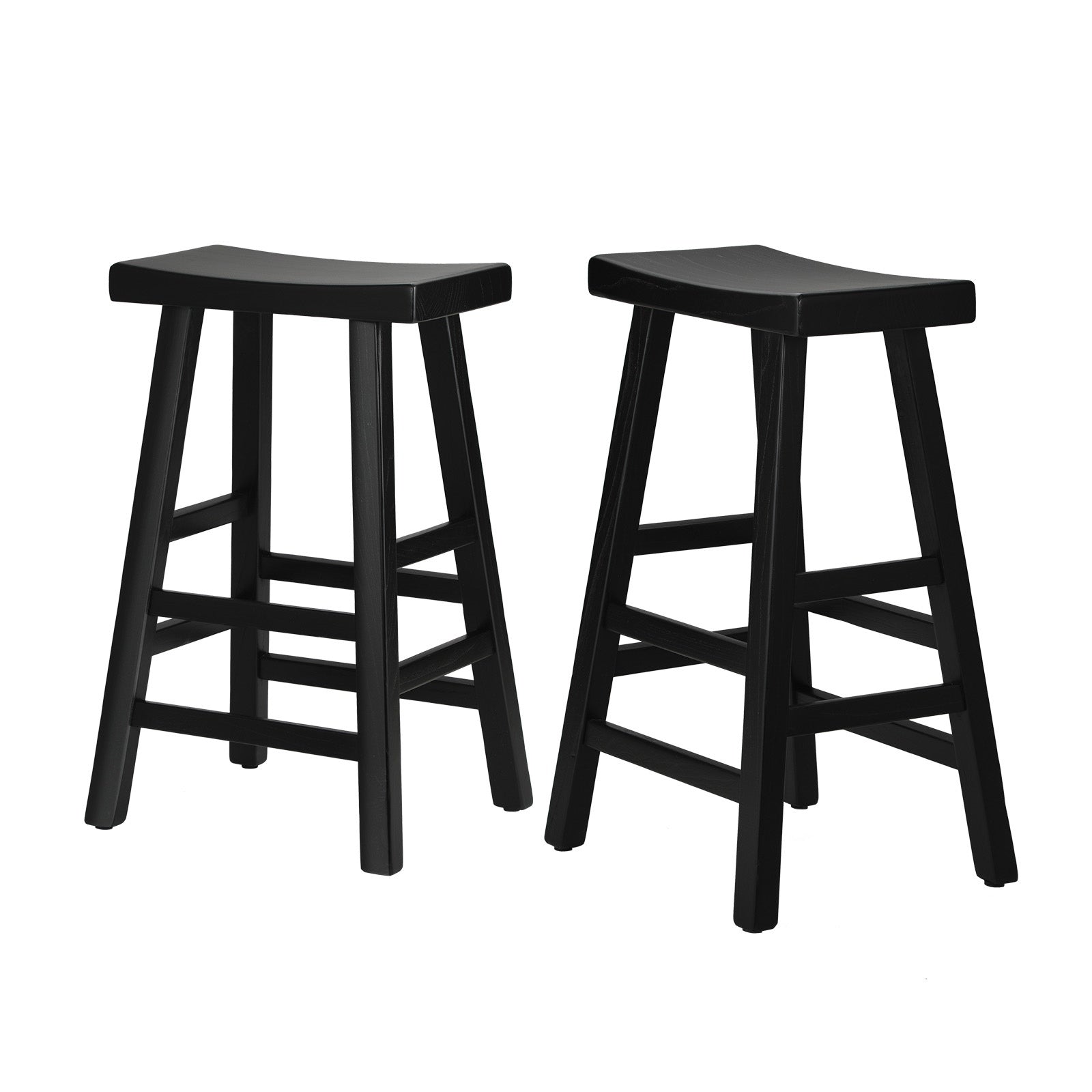 Oikiture 2X Bar Stools Kitchen Stool Wooden Counter Chairs Barstools Black - Sunyee