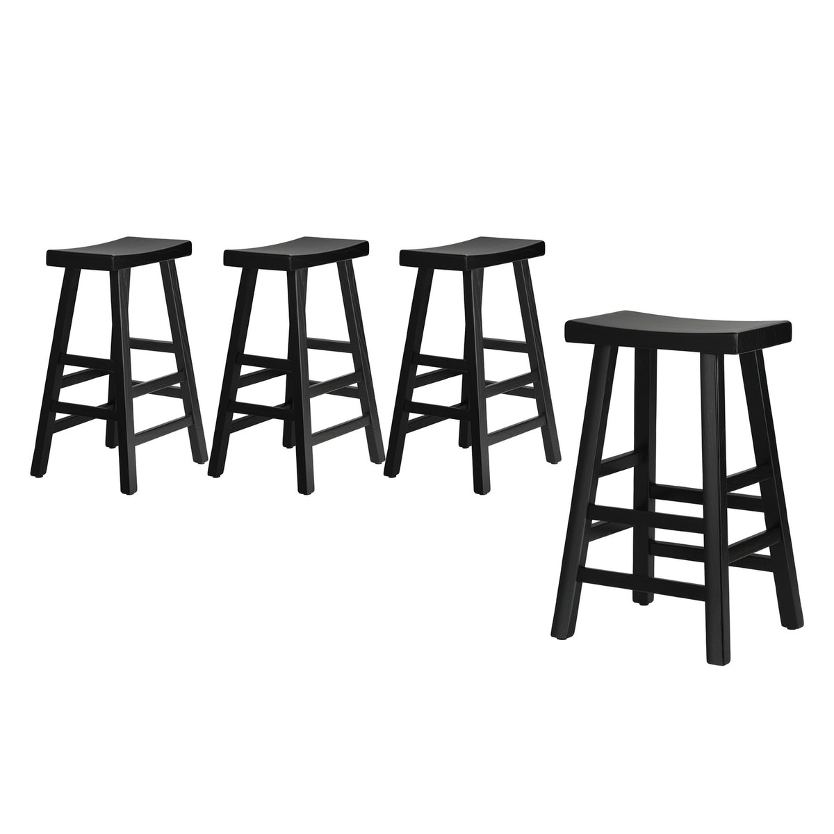 Oikiture 4X Bar Stools Kitchen Stool Wooden Counter Chairs Barstools Black - Sunyee
