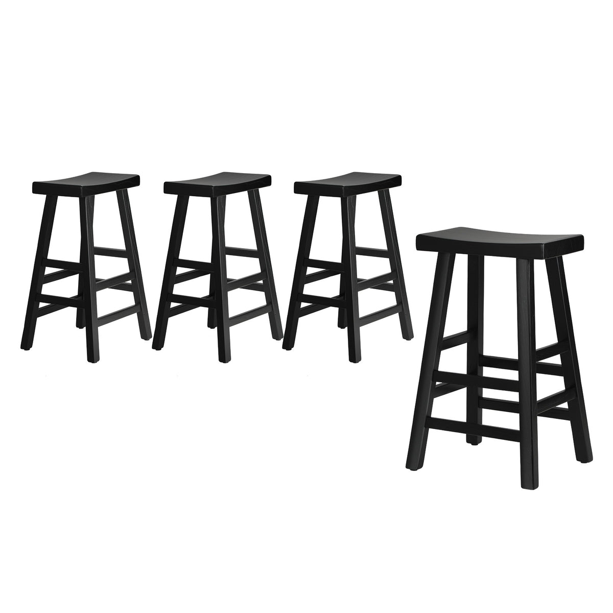 Oikiture 4X Bar Stools Kitchen Stool Wooden Counter Chairs Barstools Black - Sunyee