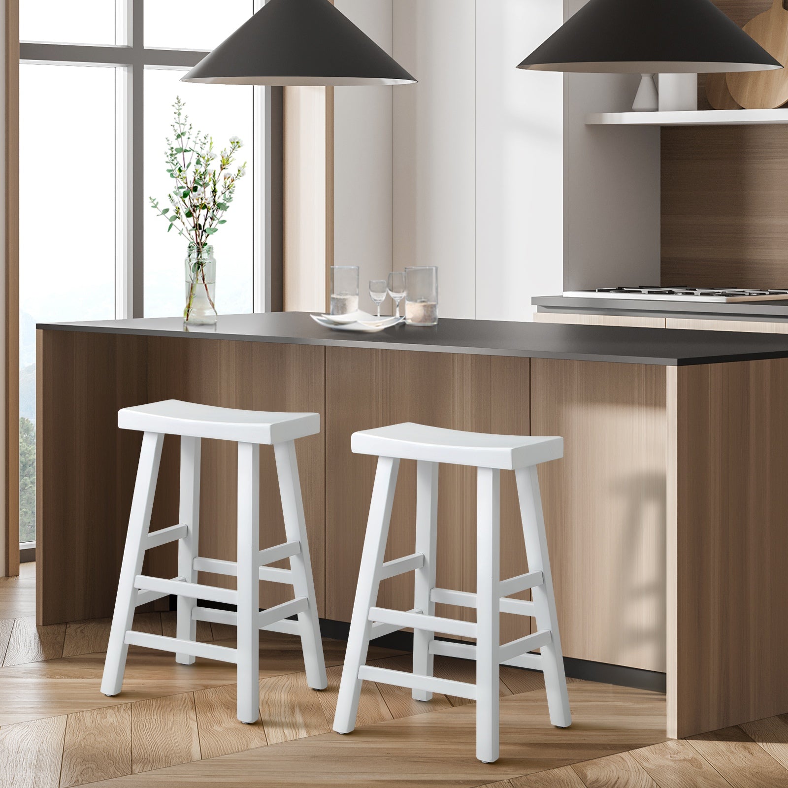 Oikiture Bar Stools Kitchen Stool Wooden Counter Chairs Barstools X2 X4 - Sunyee