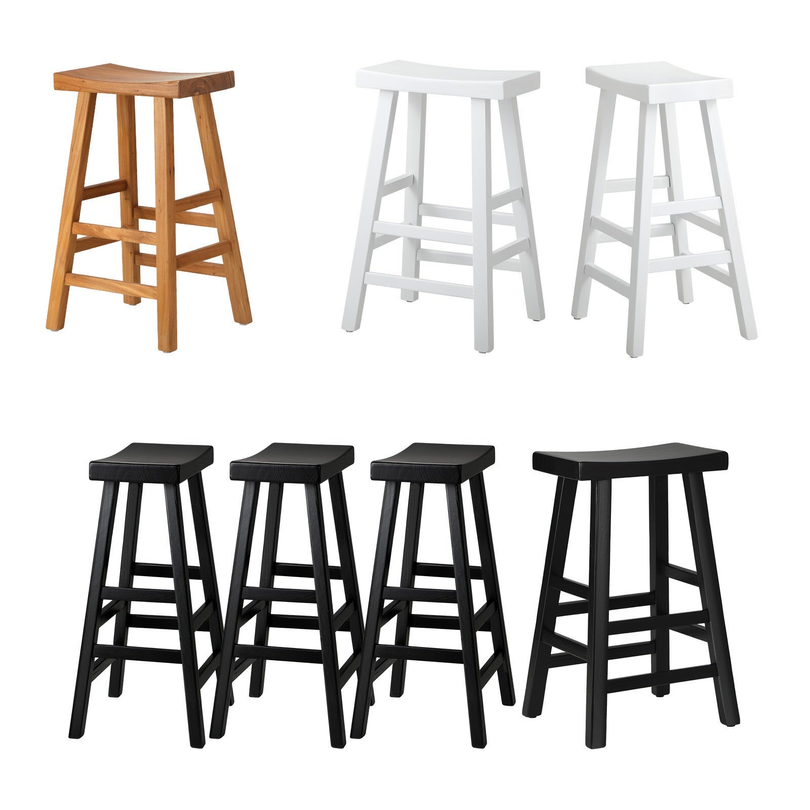 Oikiture Bar Stools Kitchen Stool Wooden Counter Chairs Barstools X2 X4 - Sunyee