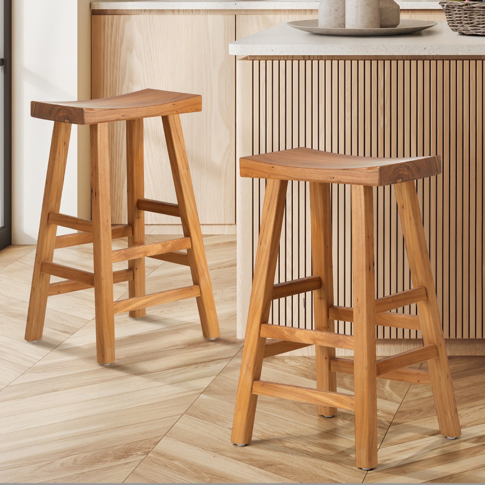 Oikiture Bar Stools Kitchen Stool Wooden Counter Chairs Barstools X2 X4 - Sunyee