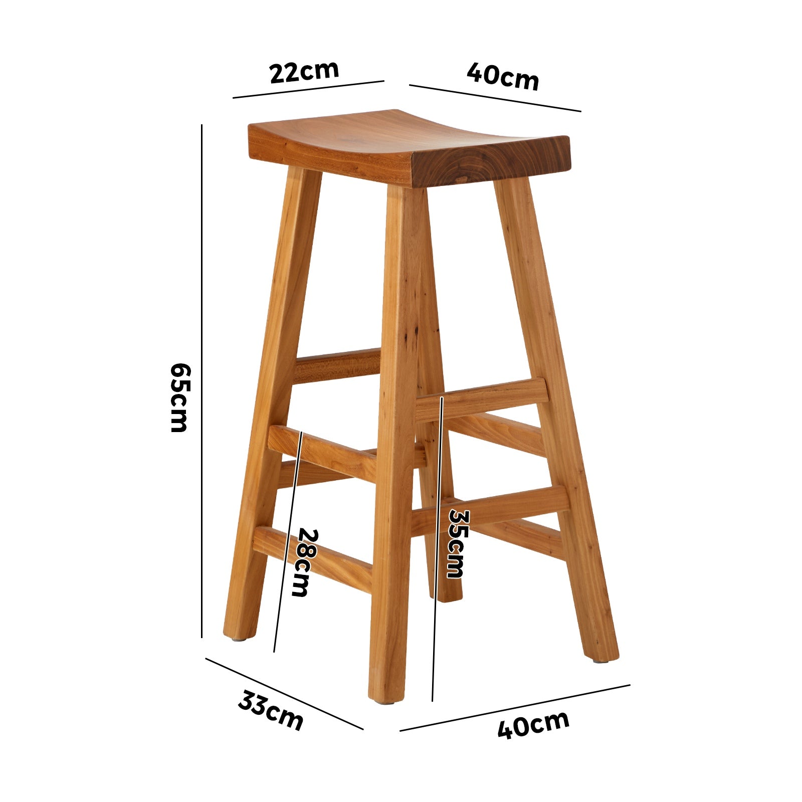 Oikiture Set of 4 Bar Stools Kitchen Stool Wooden Counter Chairs Natural - Sunyee