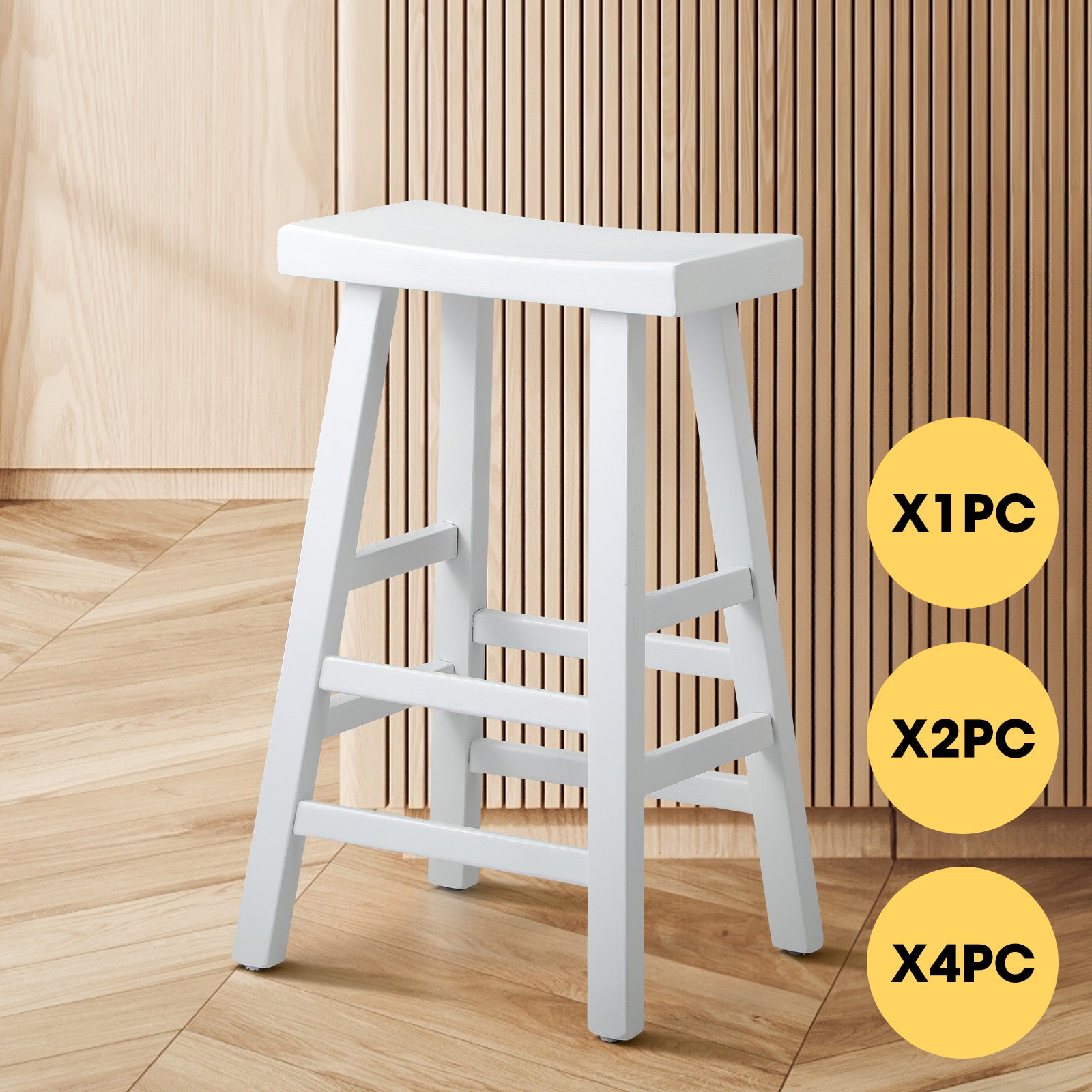 Oikiture Bar Stools Kitchen Stool Wooden Counter Chairs White - Sunyee