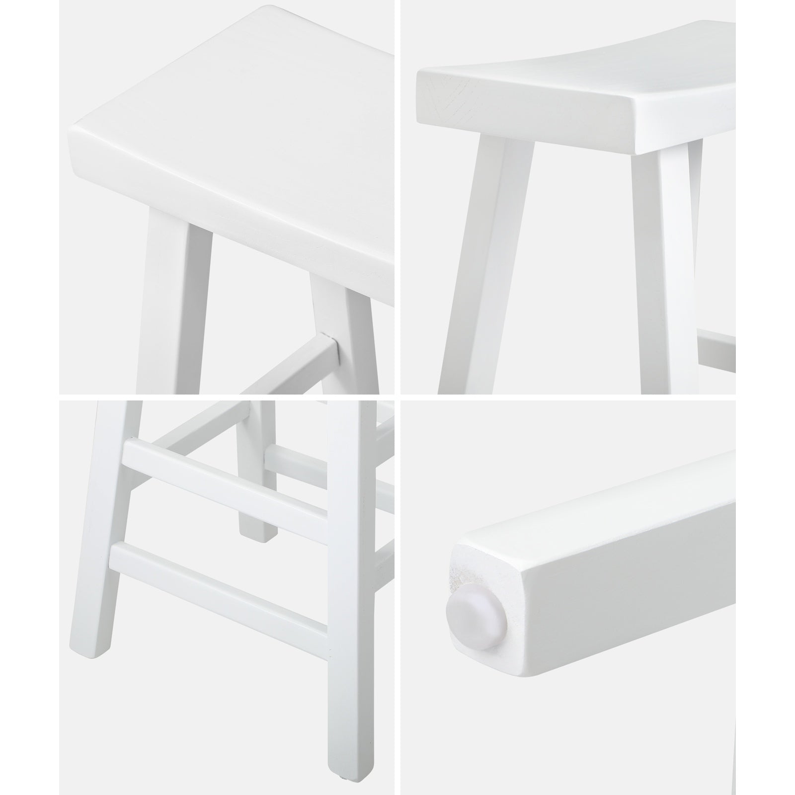 Oikiture Bar Stools Kitchen Stool Wooden Counter Chairs White - Sunyee