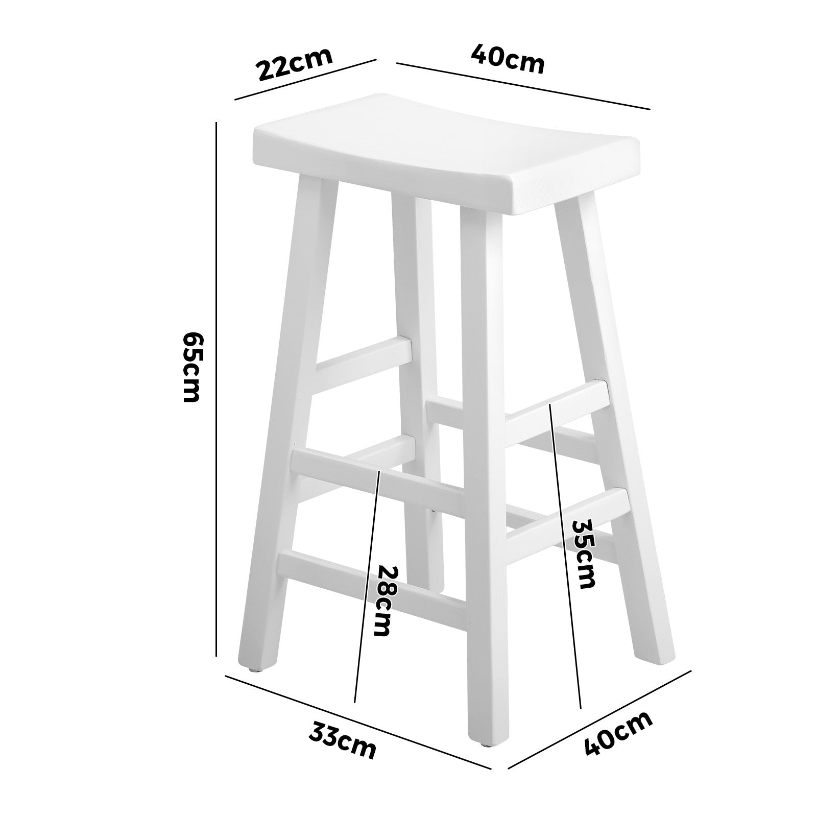 Oikiture Bar Stools Kitchen Stool Wooden Counter Chairs White - Sunyee