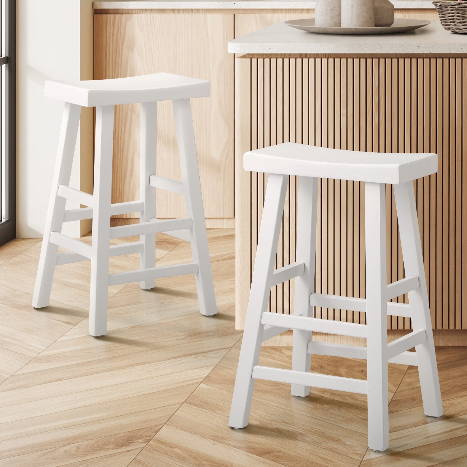 Oikiture Bar Stools Kitchen Stool Wooden Counter Chairs Barstools X2 X4 - Sunyee