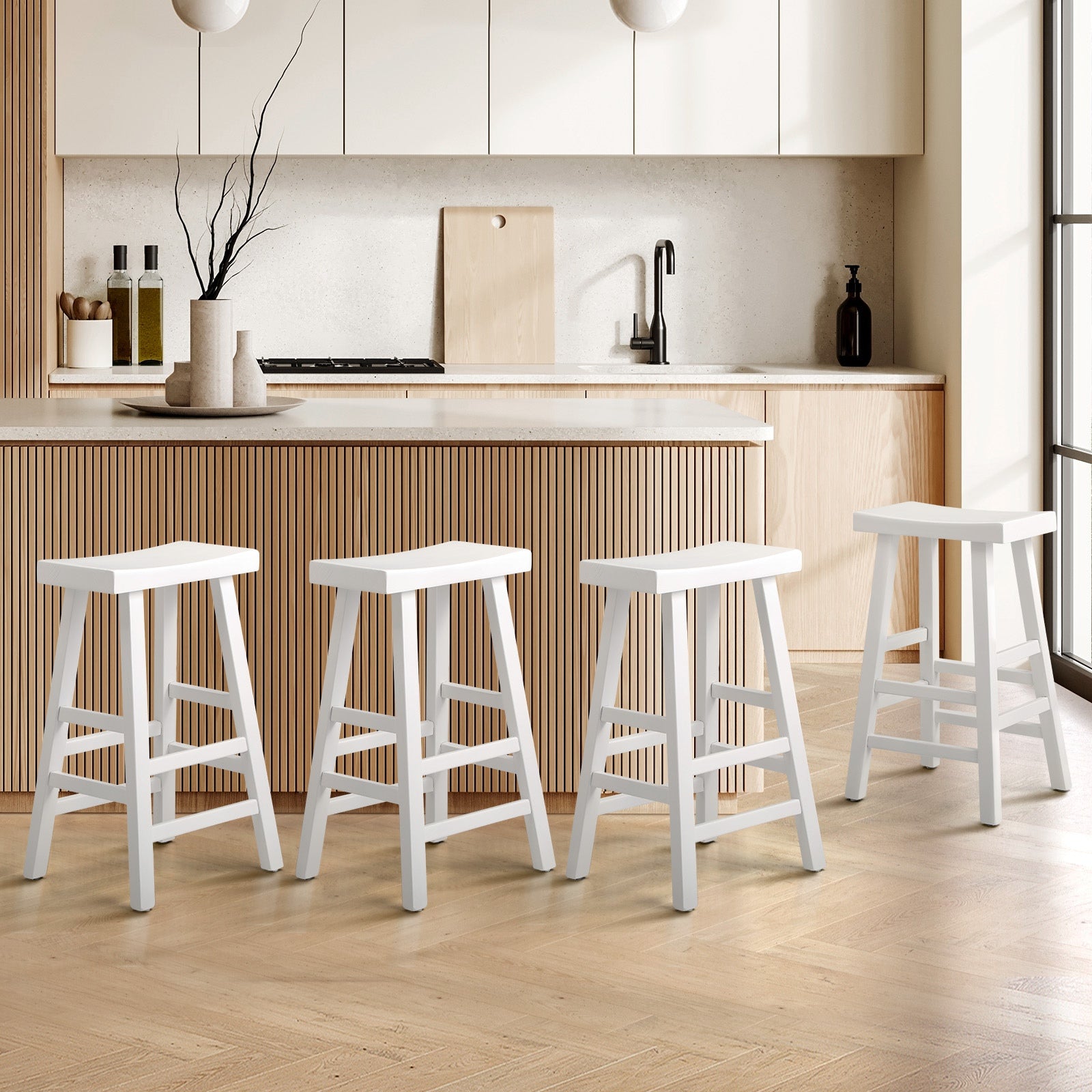 Oikiture Bar Stools Kitchen Stool Wooden Counter Chairs Barstools X2 X4 - Sunyee