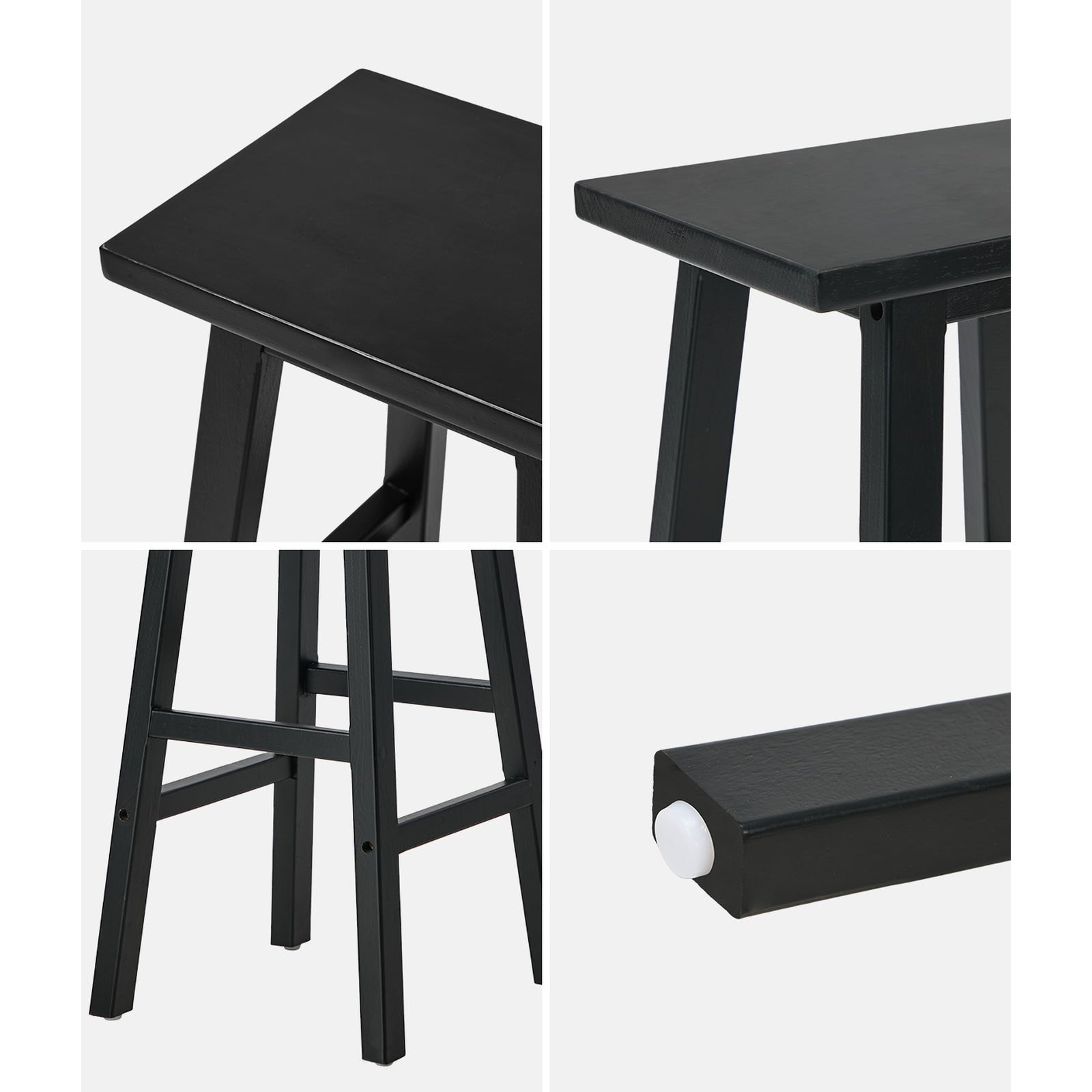 Oikiture 2x Bar Stool Kitchen Counter Dining Chair Split-Level Footrest Black