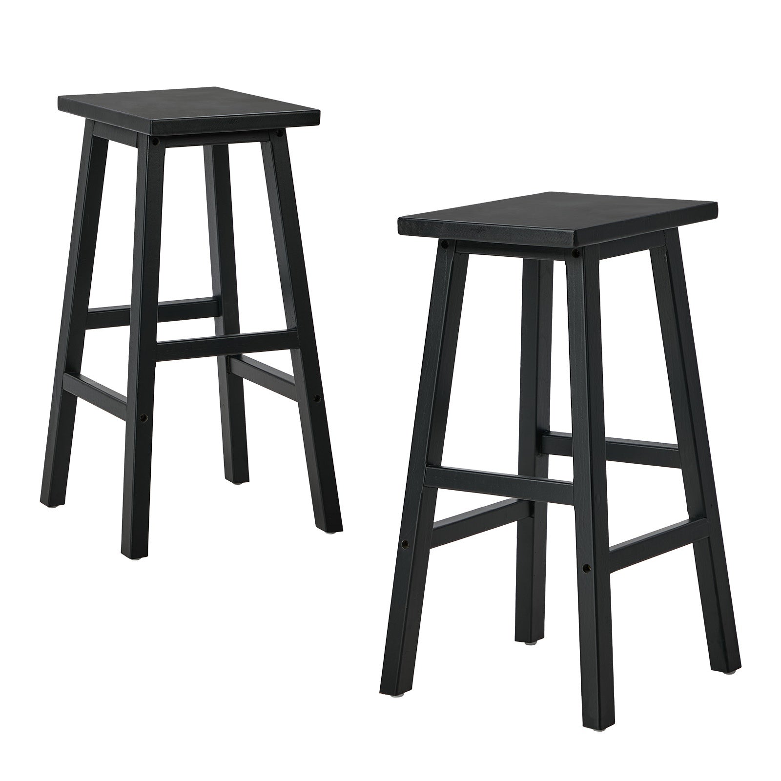 Oikiture 2x Bar Stool Kitchen Counter Dining Chair Split-Level Footrest Black