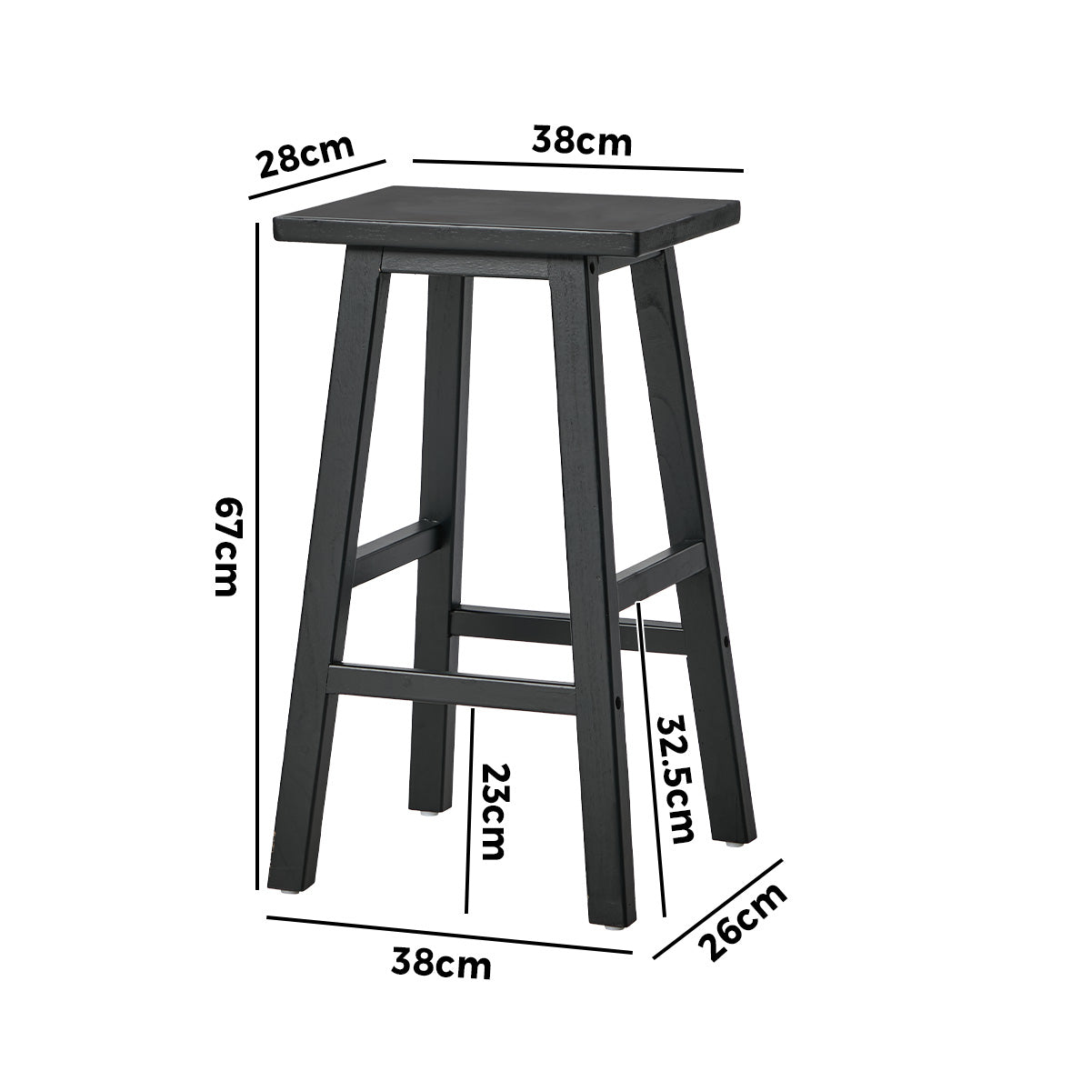 Oikiture 4x Bar Stool Kitchen Counter Dining Chair Split-Level Footrest Black