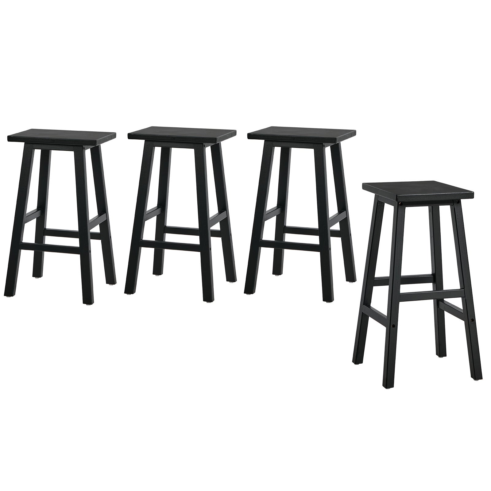 Oikiture 4x Bar Stool Kitchen Counter Dining Chair Split-Level Footrest Black