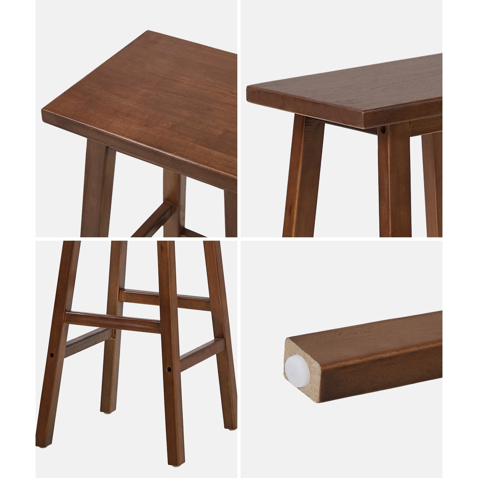 Oikiture 2x Bar Stool Kitchen Counter Dining Chair Split-Level Footrest Walnut