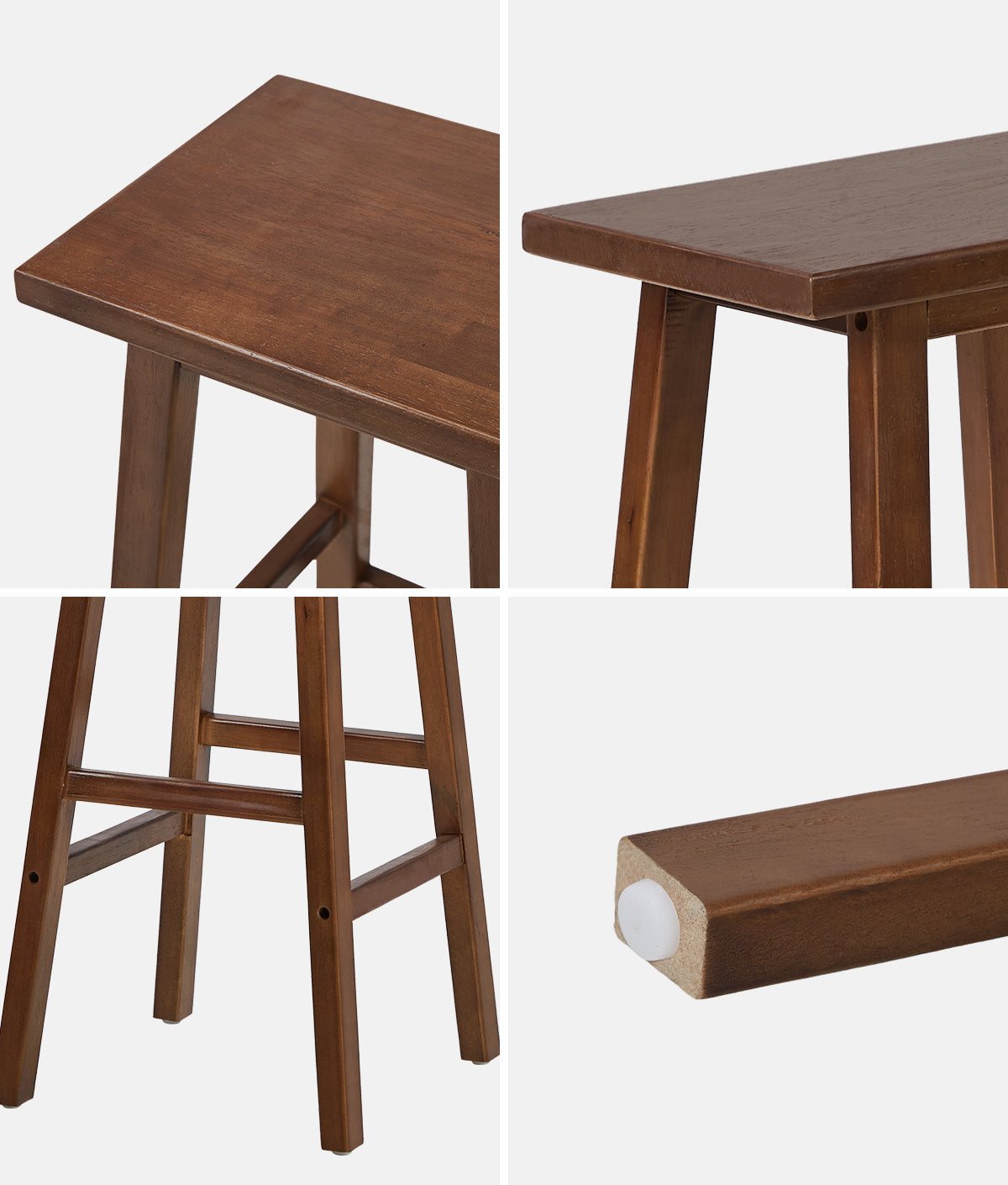 Oikiture 4x Bar Stool Kitchen Counter Dining Chair Split-Level Footrest Walnut